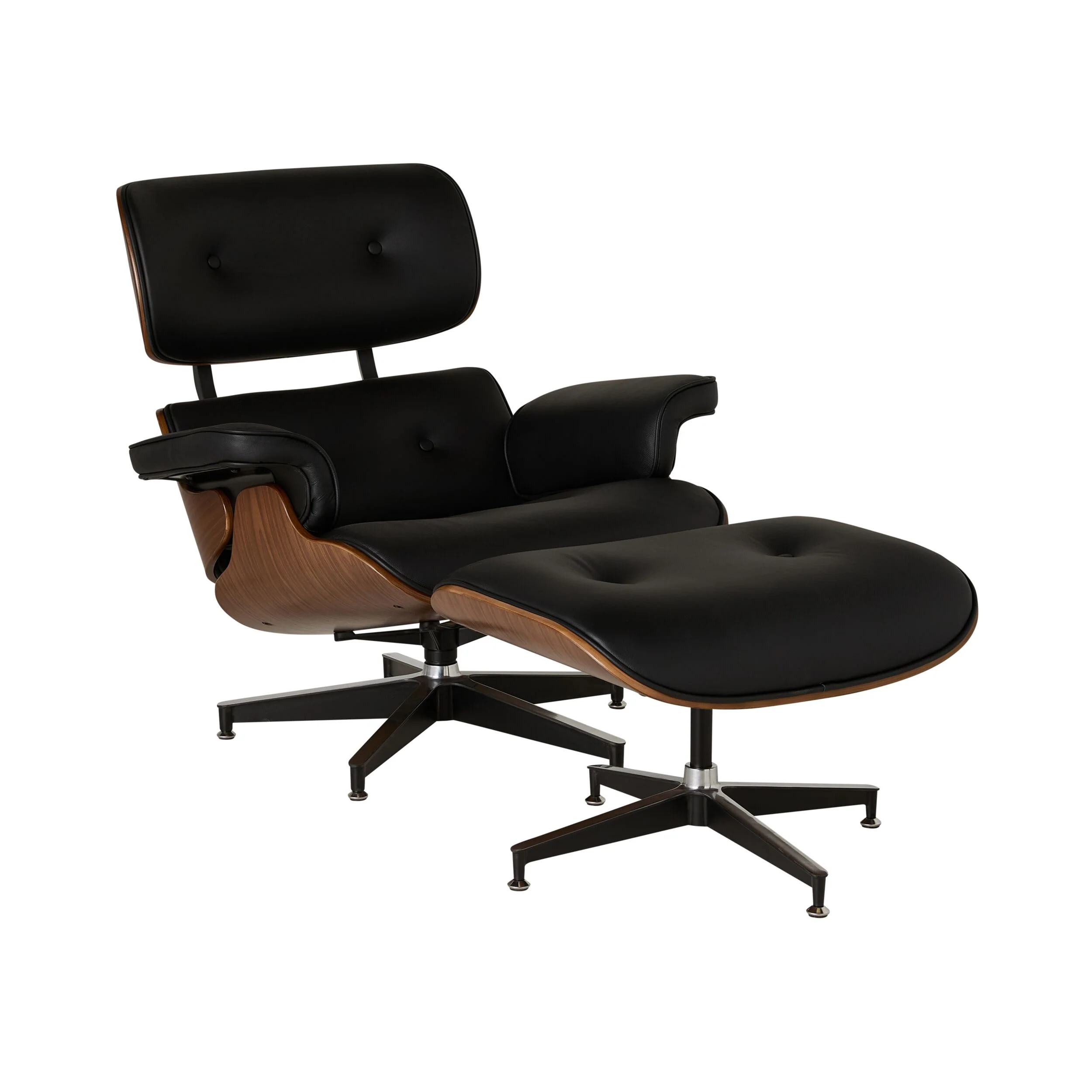 Replica Eames Lounge Chair and Ottoman Black Leather - Image 2