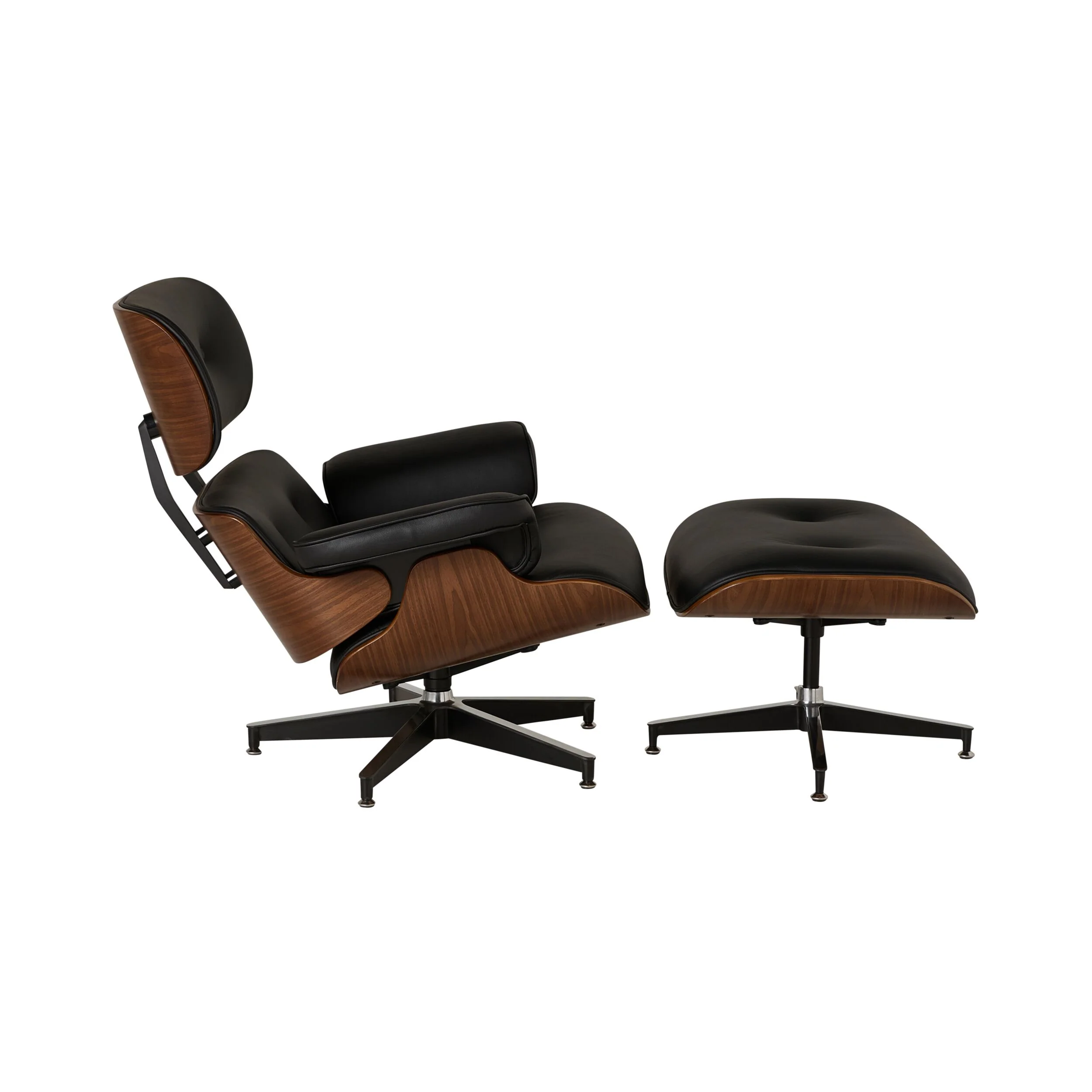 Replica Eames Lounge Chair and Ottoman Black Leather - Image 3