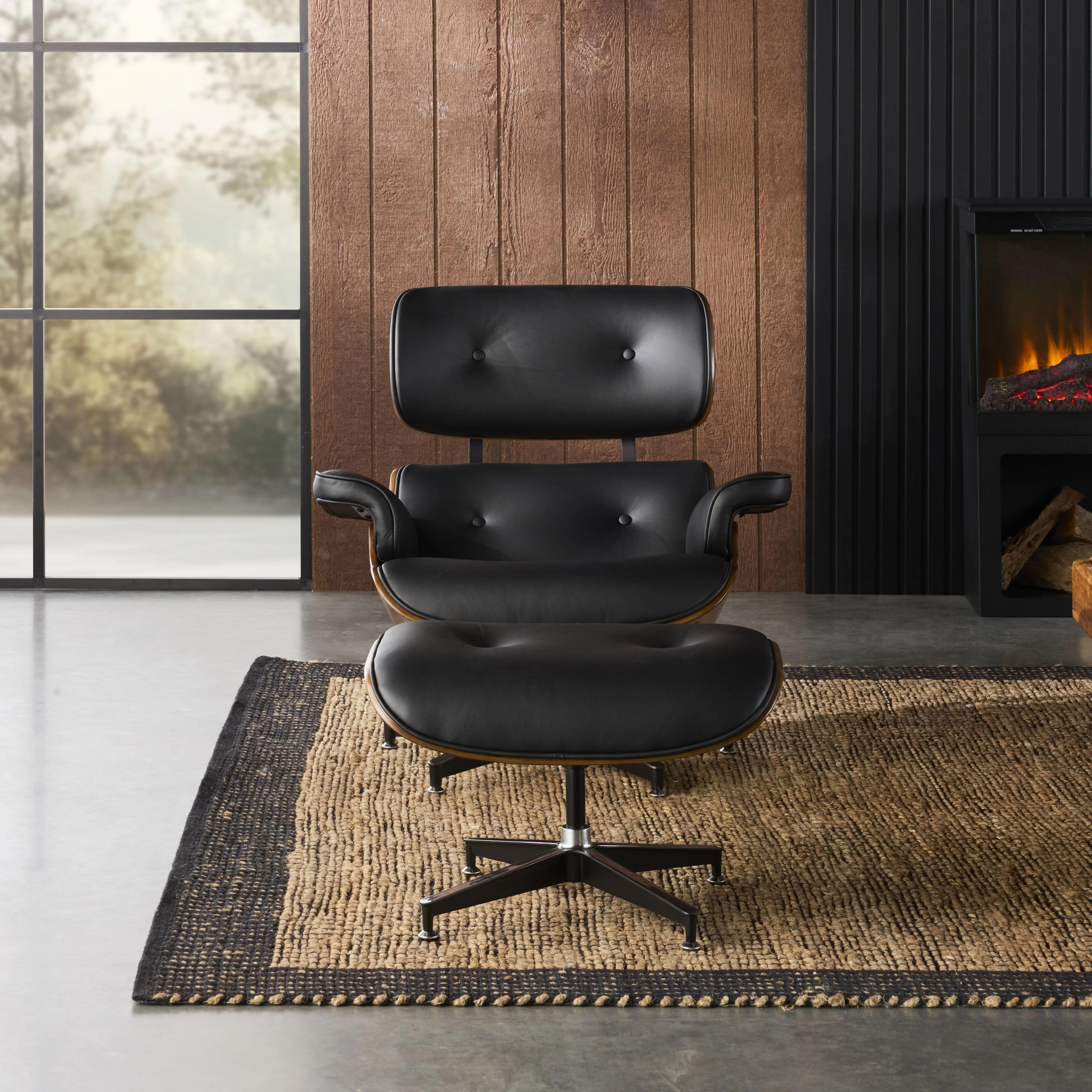 Replica Eames Lounge Chair and Ottoman Black Leather - Image 9