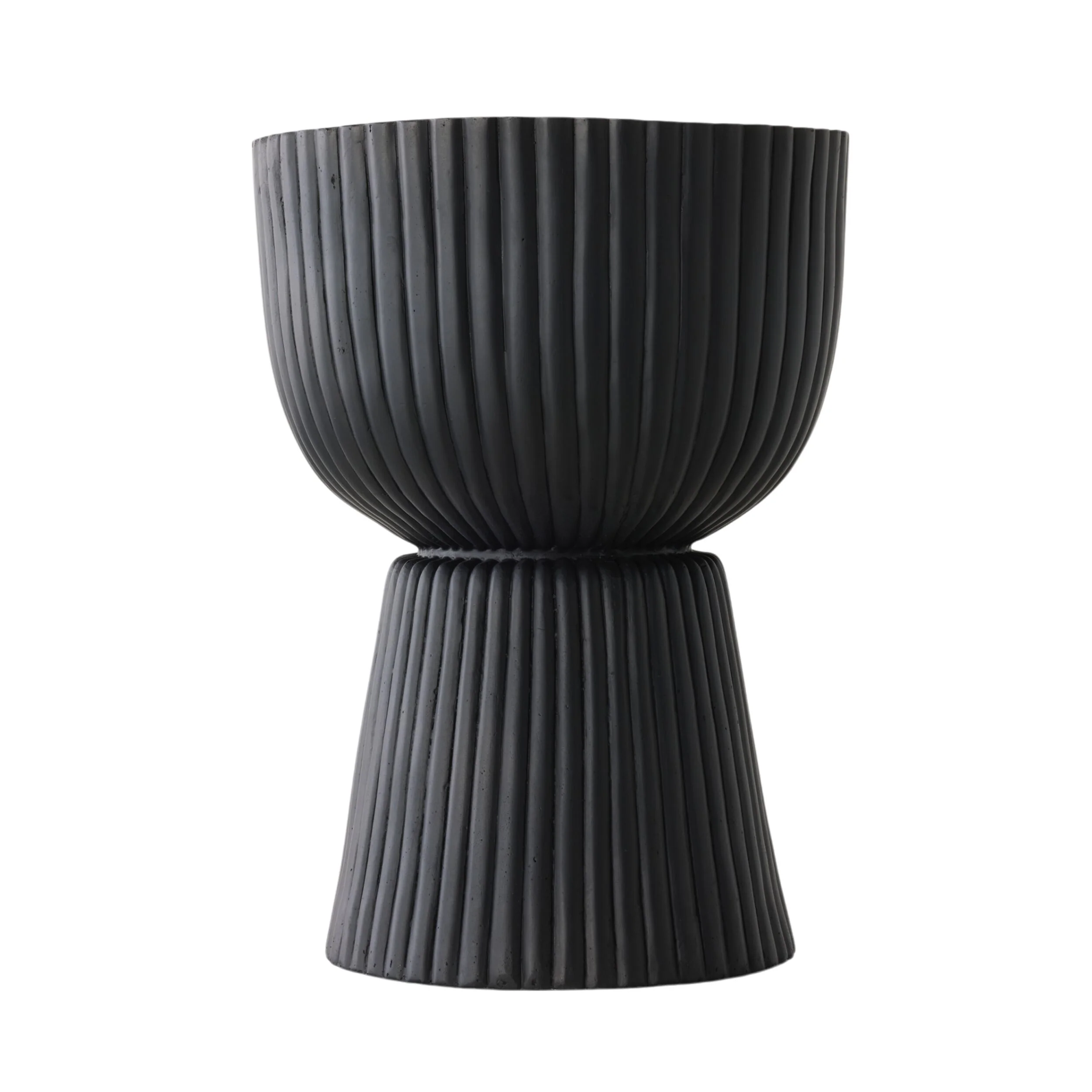 Ribbed Pedestal Urn Black 39.5x39.5x54cm - Image 2