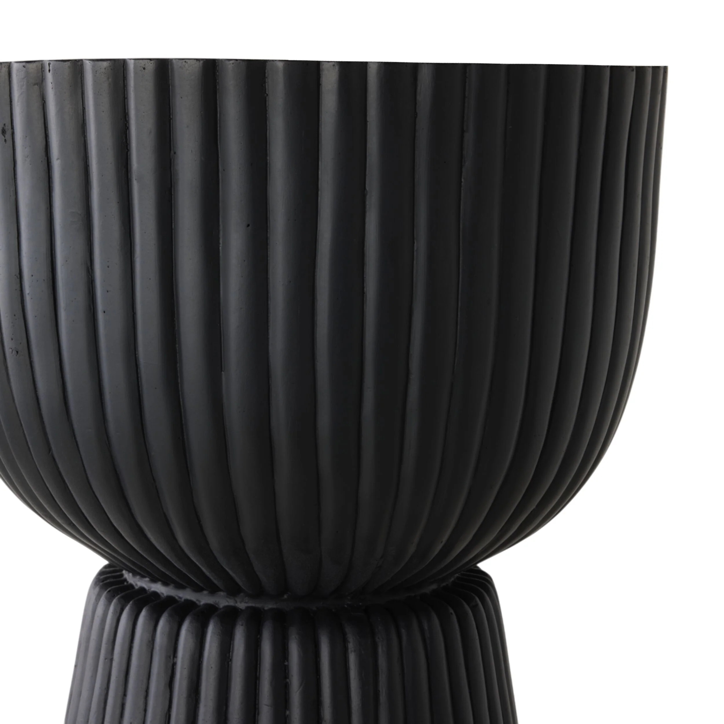 Ribbed Pedestal Urn Black 39.5x39.5x54cm - Image 3