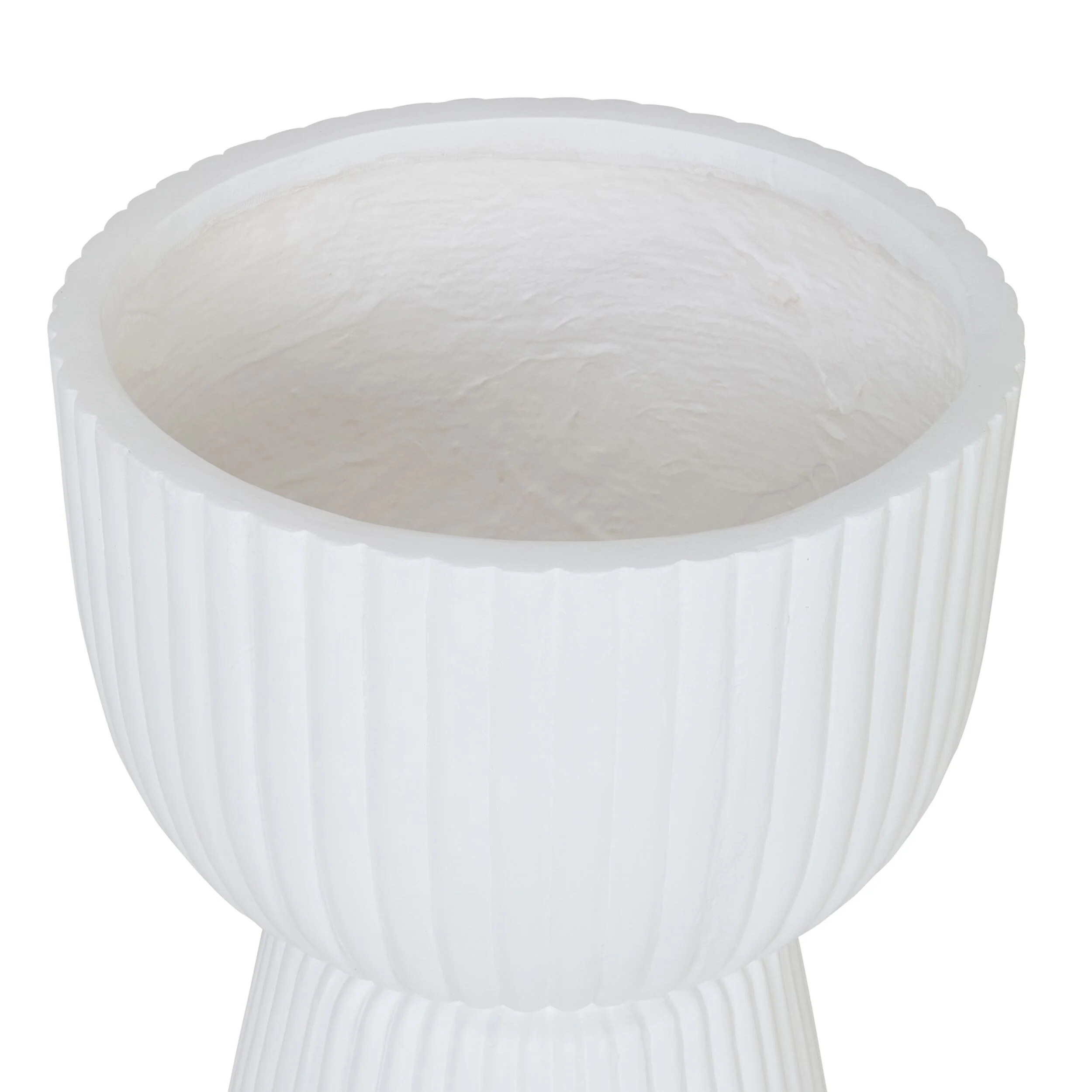 Ribbed Pedestal Urn White 54cm - Image 2