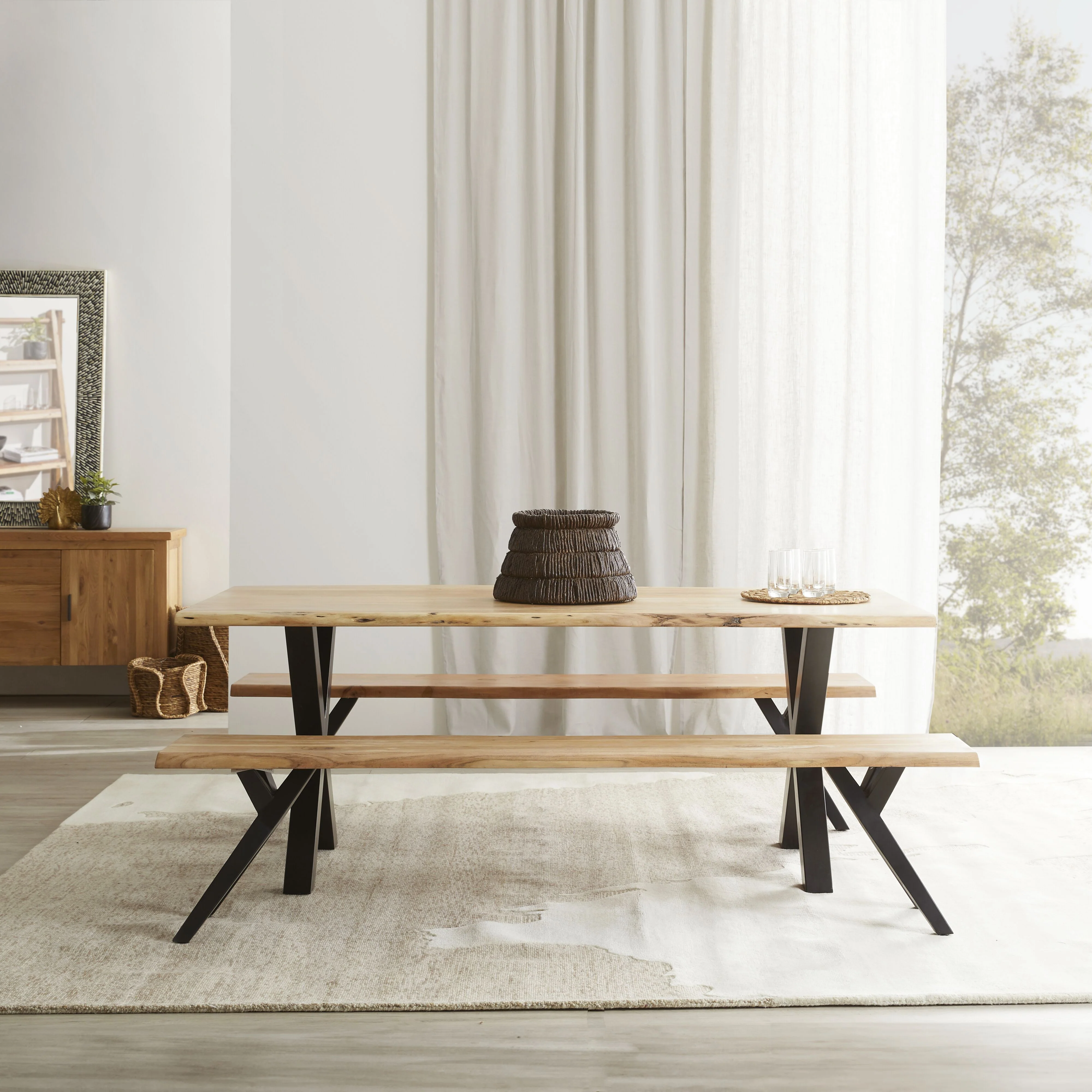 River Live Edge Timber Dining Bench 200cm - Image 6