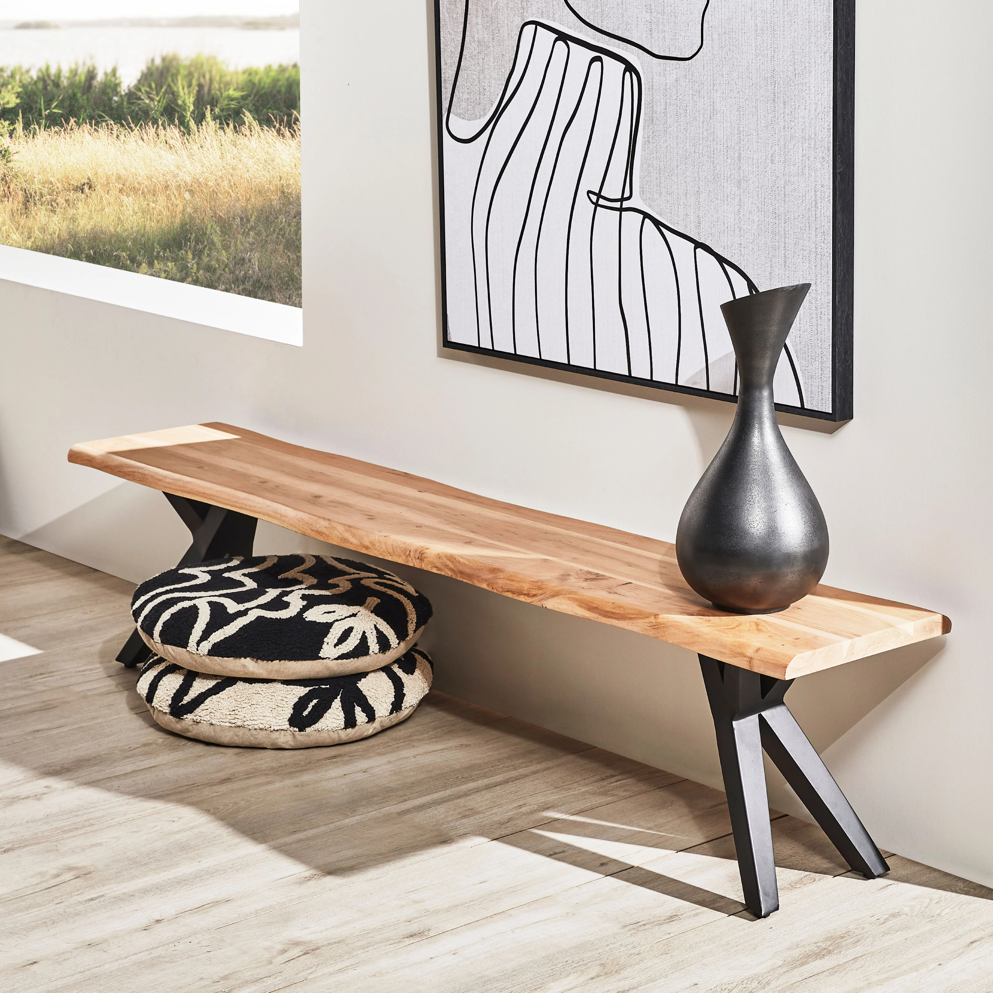River Live Edge Timber Dining Bench 200cm - Image 7