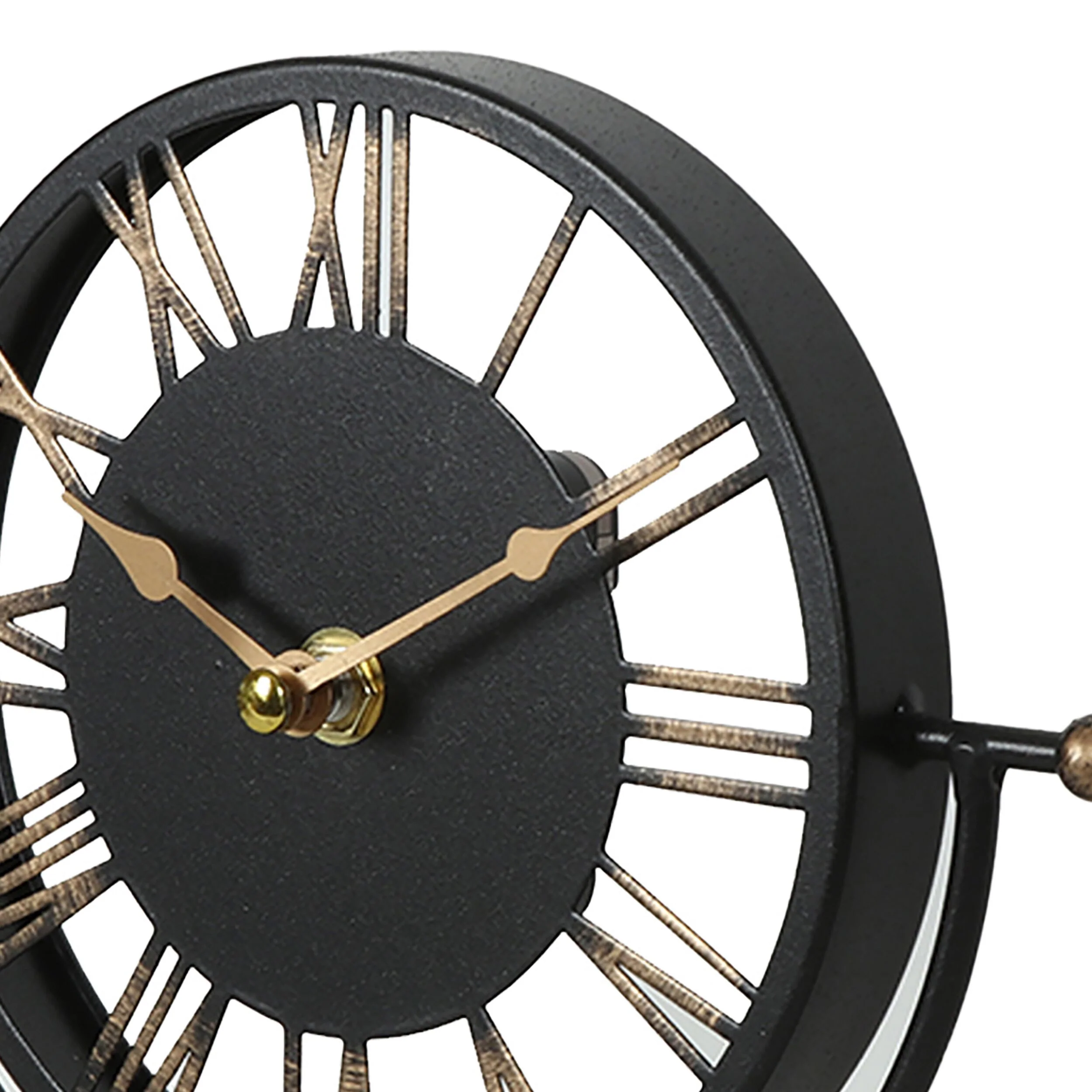Roman Cut Out Iron Mantel Clock 20cm - Image 2