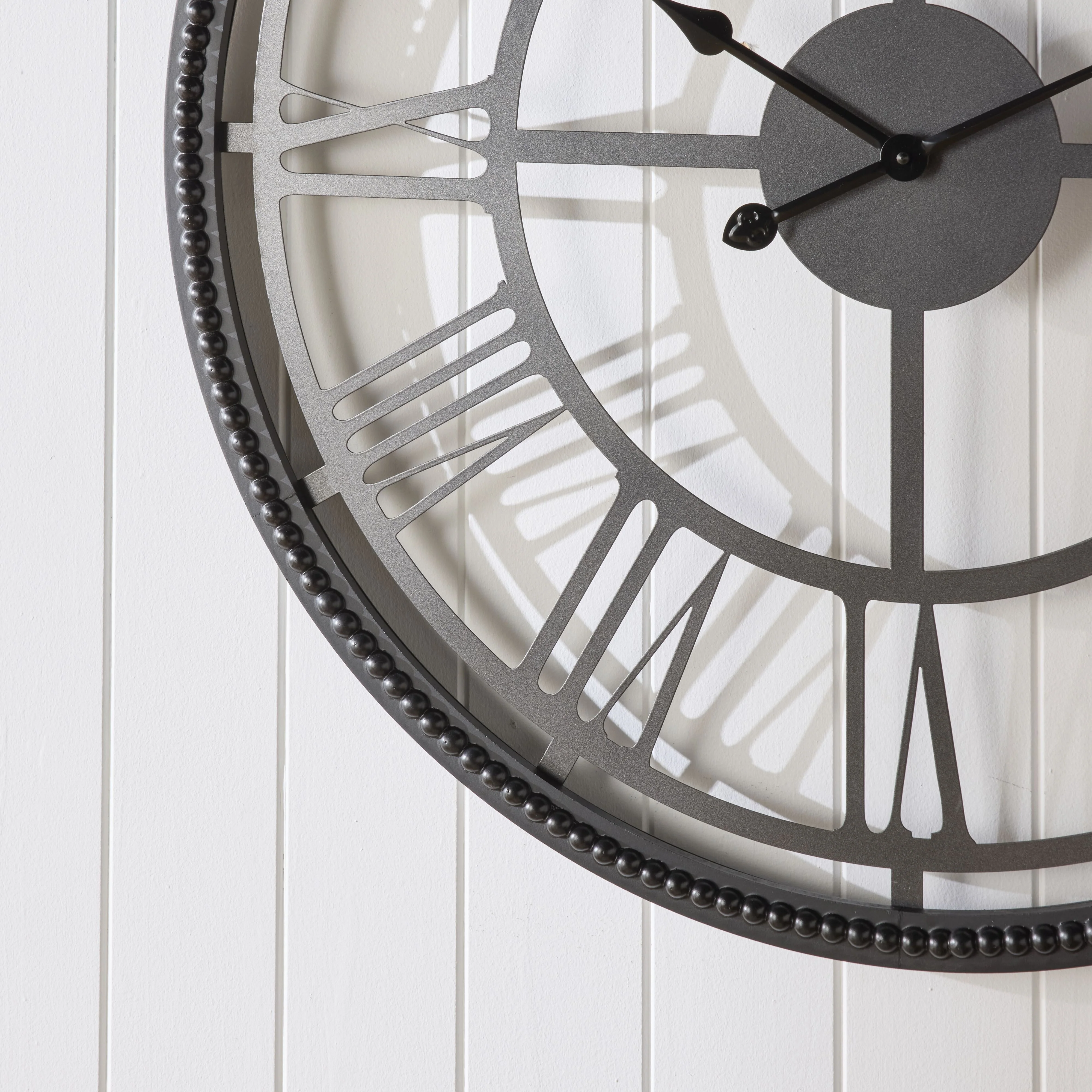 Roman Cut Out Iron Wall Clock 80cm - Image 4
