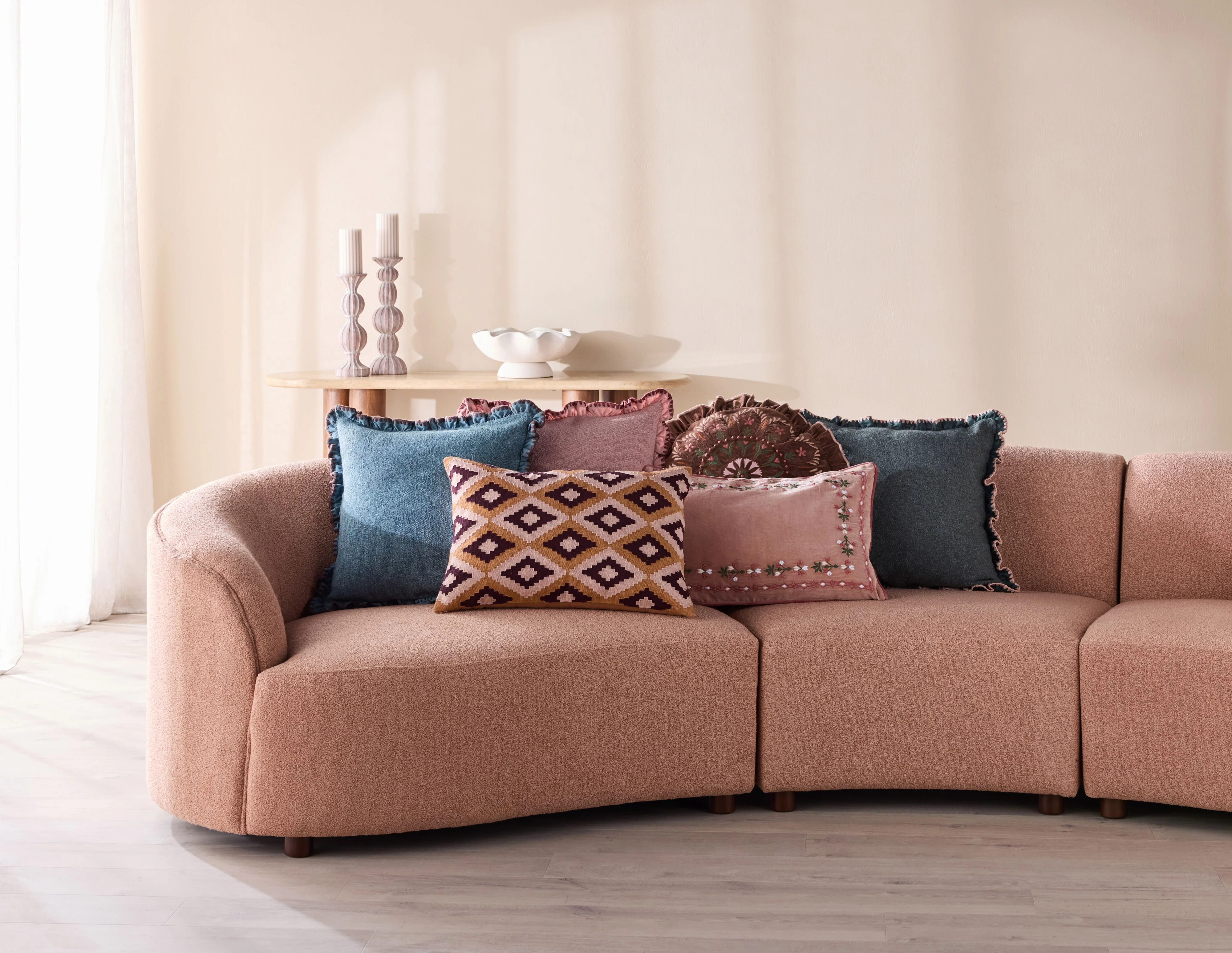 Rosalia Ruffle Cushion Eucalyptus 50x50cm - Image 5