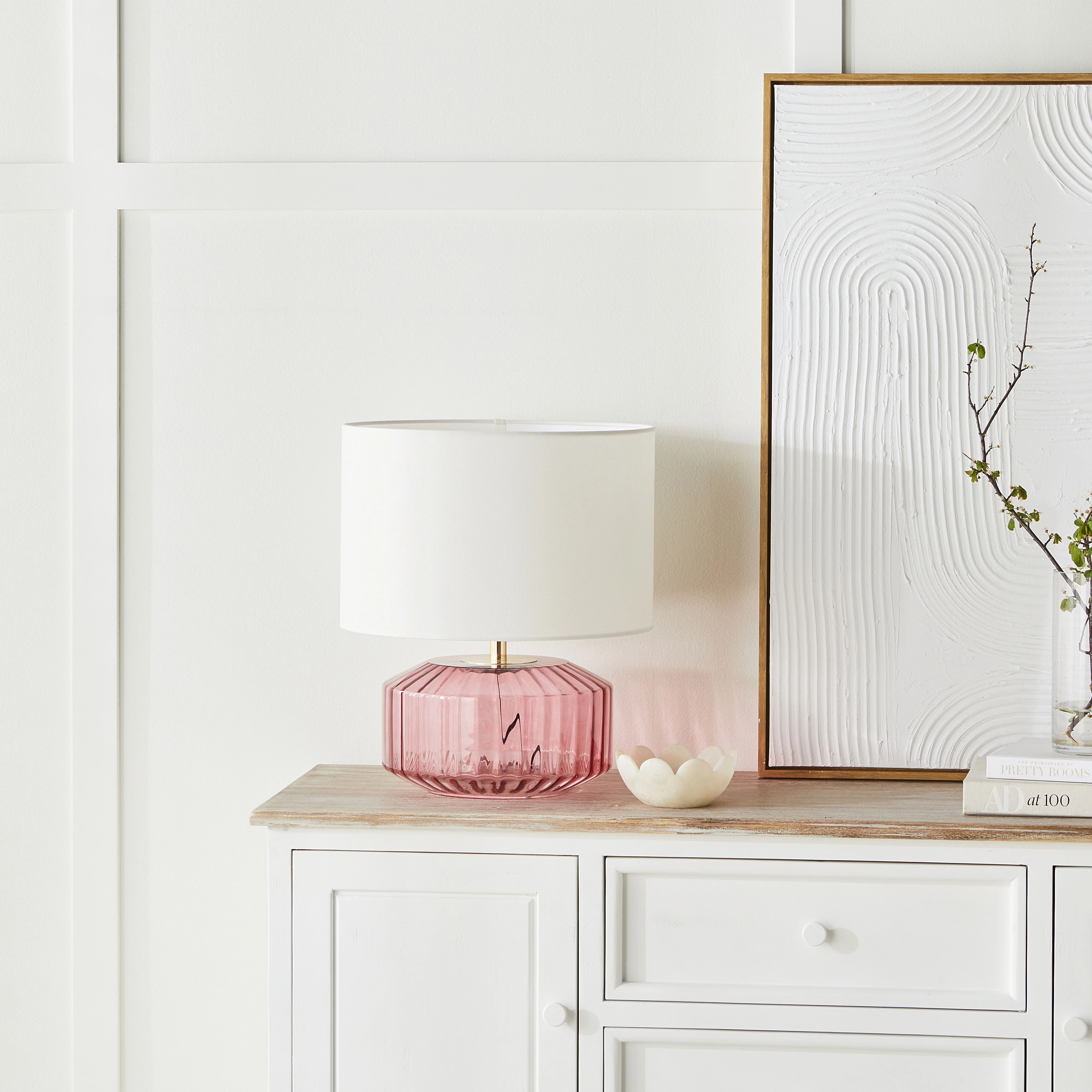 Rosebud Glass Table Lamp Blush 46cm - Image 3