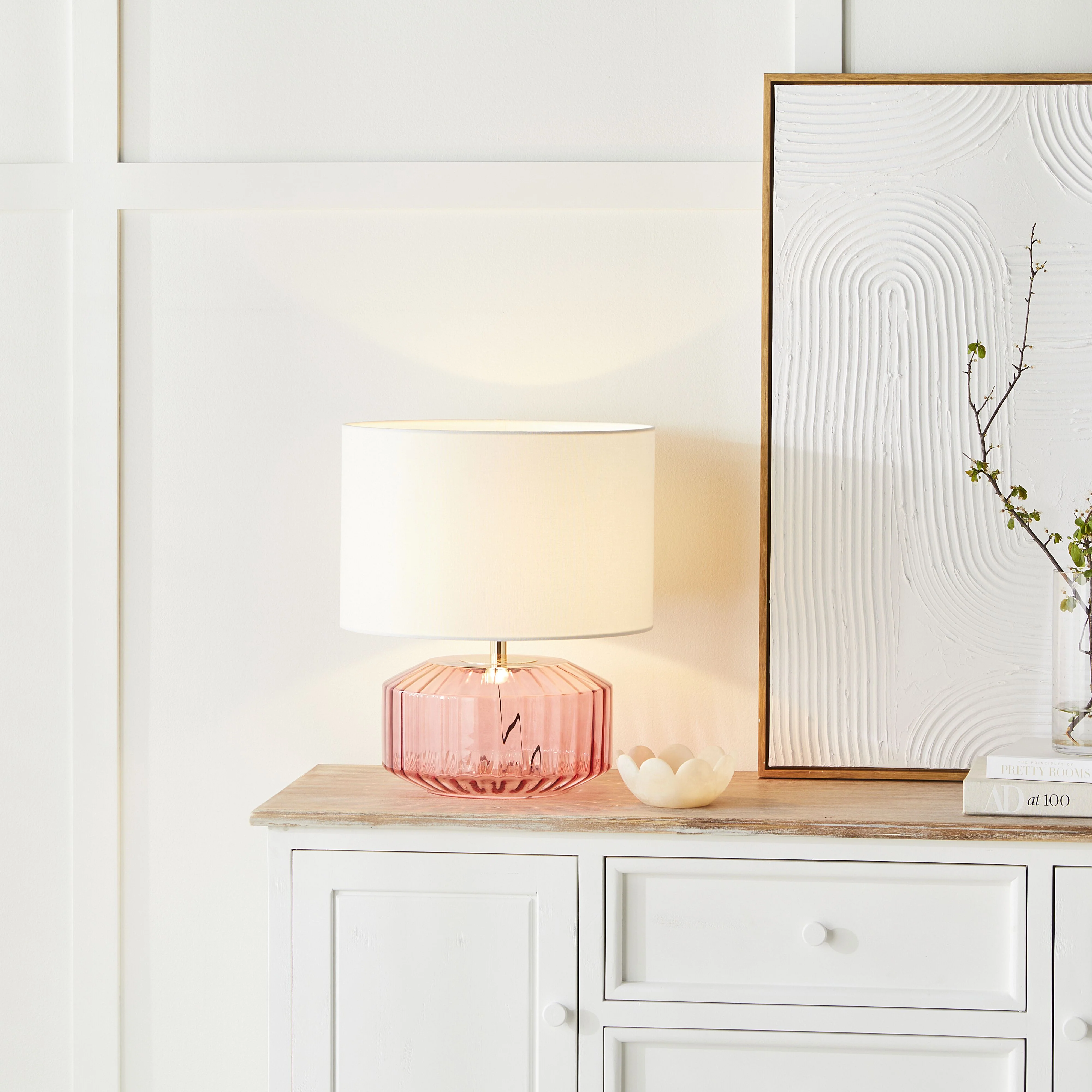Rosebud Glass Table Lamp Blush 46cm - Image 4