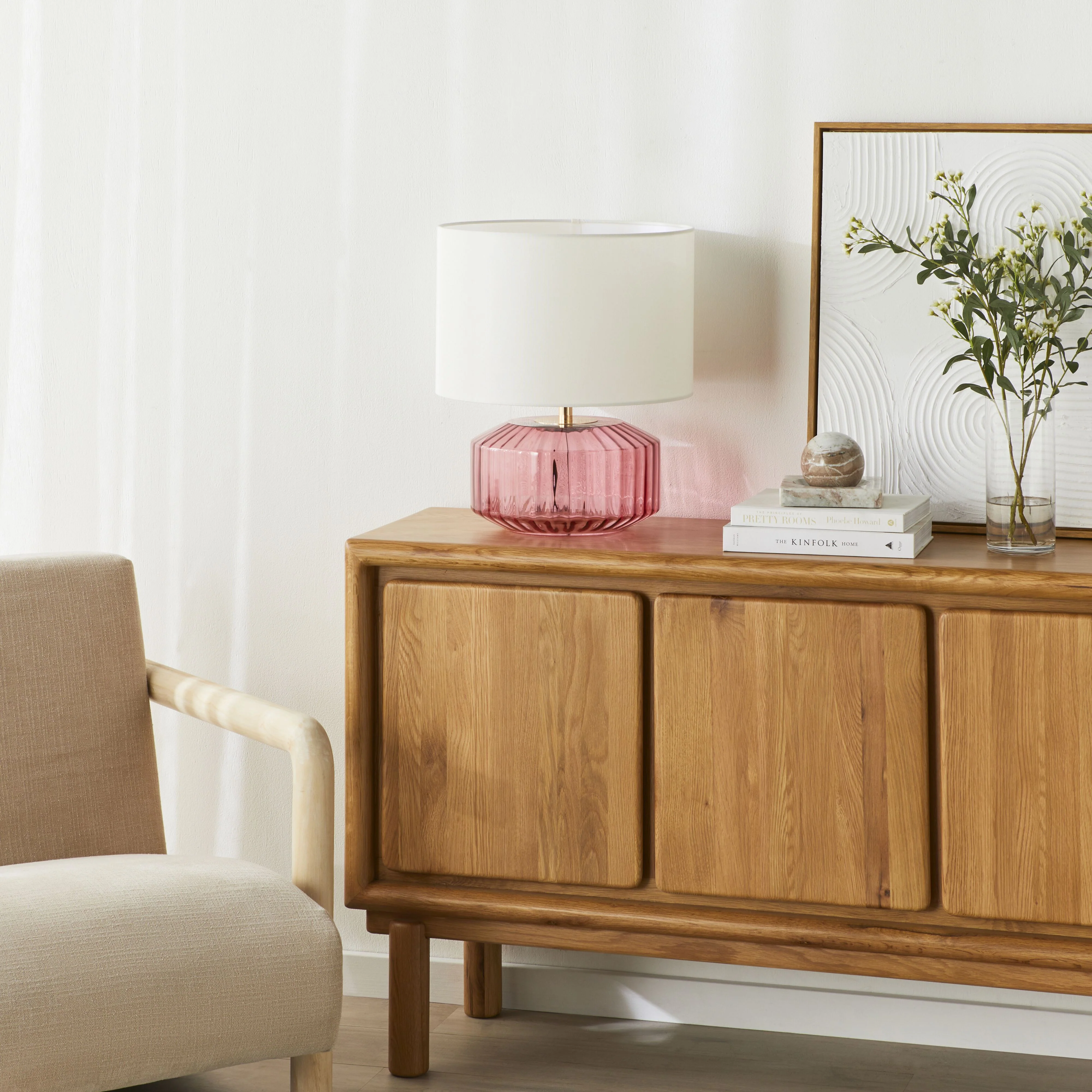 Rosebud Glass Table Lamp Blush 46cm - Image 5