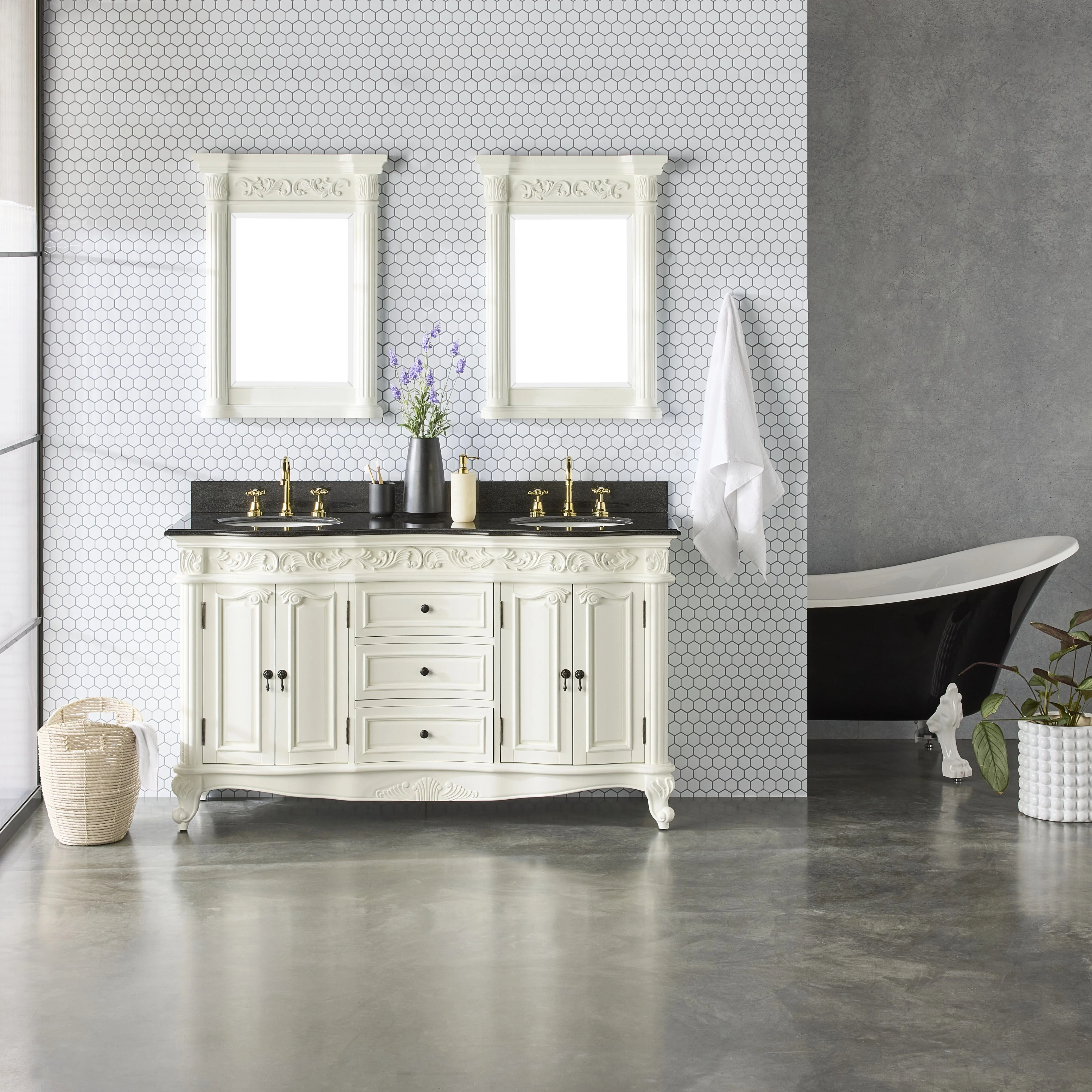 Rosette Granite Top Double Vanity White 1550mm - Image 10