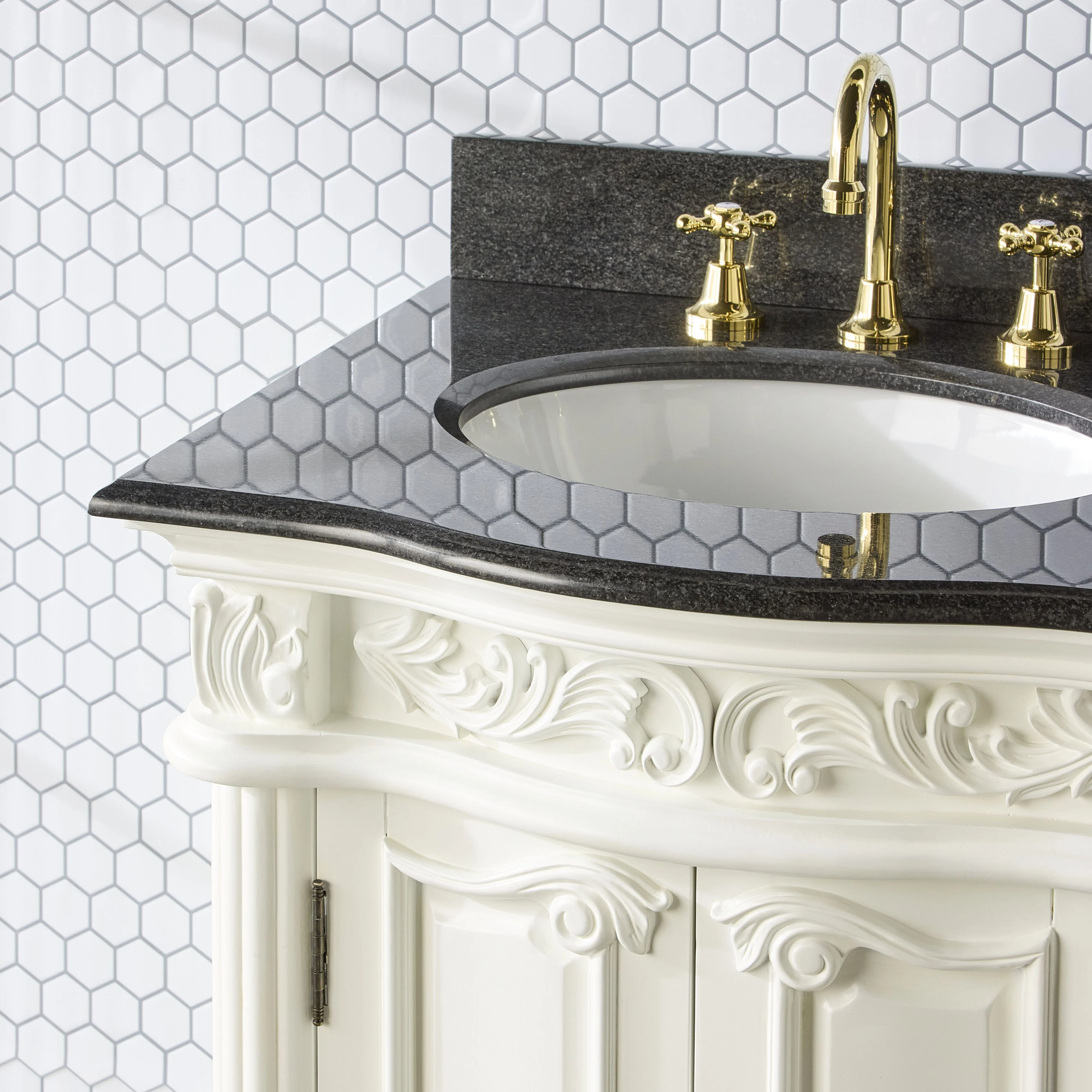 Rosette Granite Top Double Vanity White 1550mm - Image 13