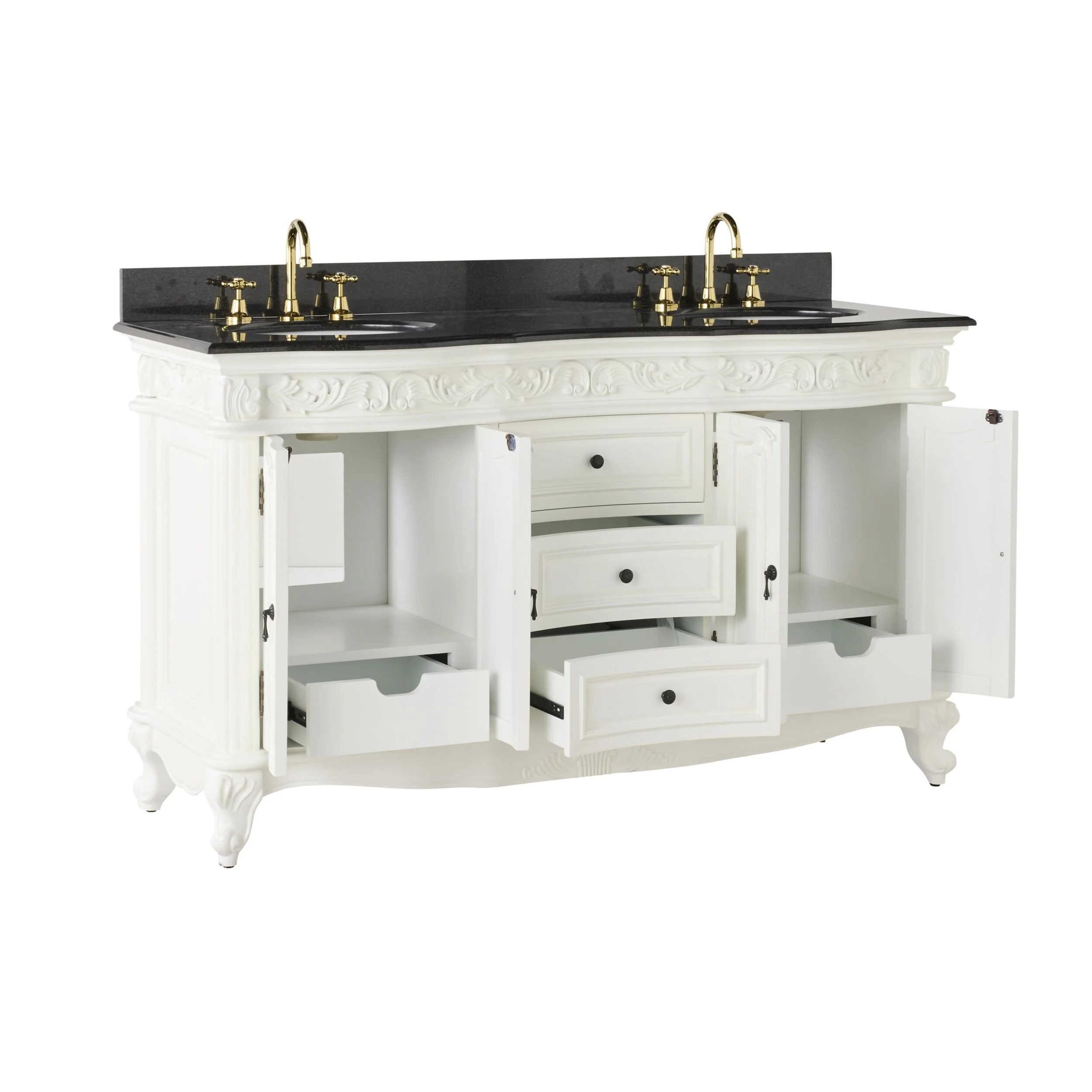 Rosette Granite Top Double Vanity White 1550mm - Image 3