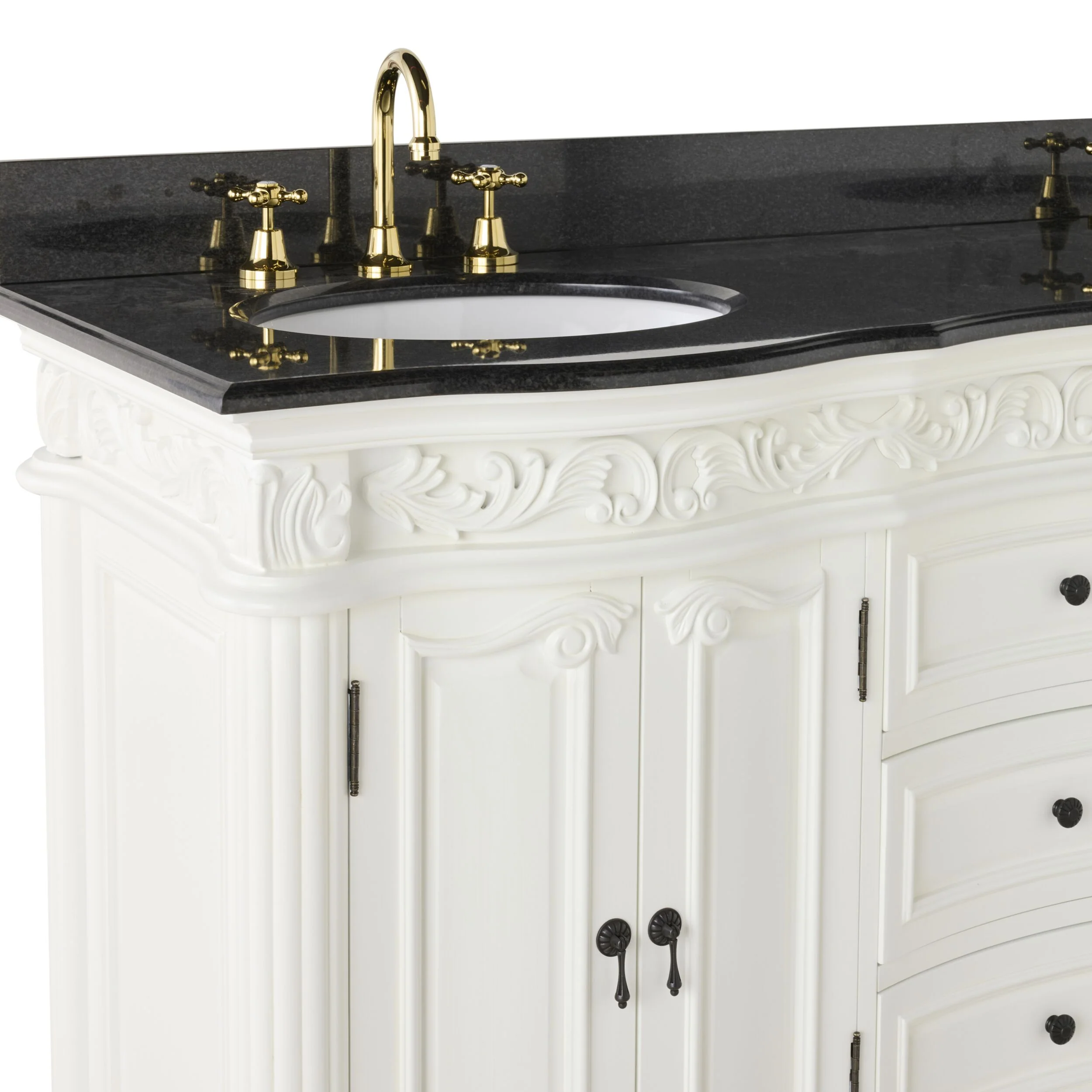Rosette Granite Top Double Vanity White 1550mm - Image 6