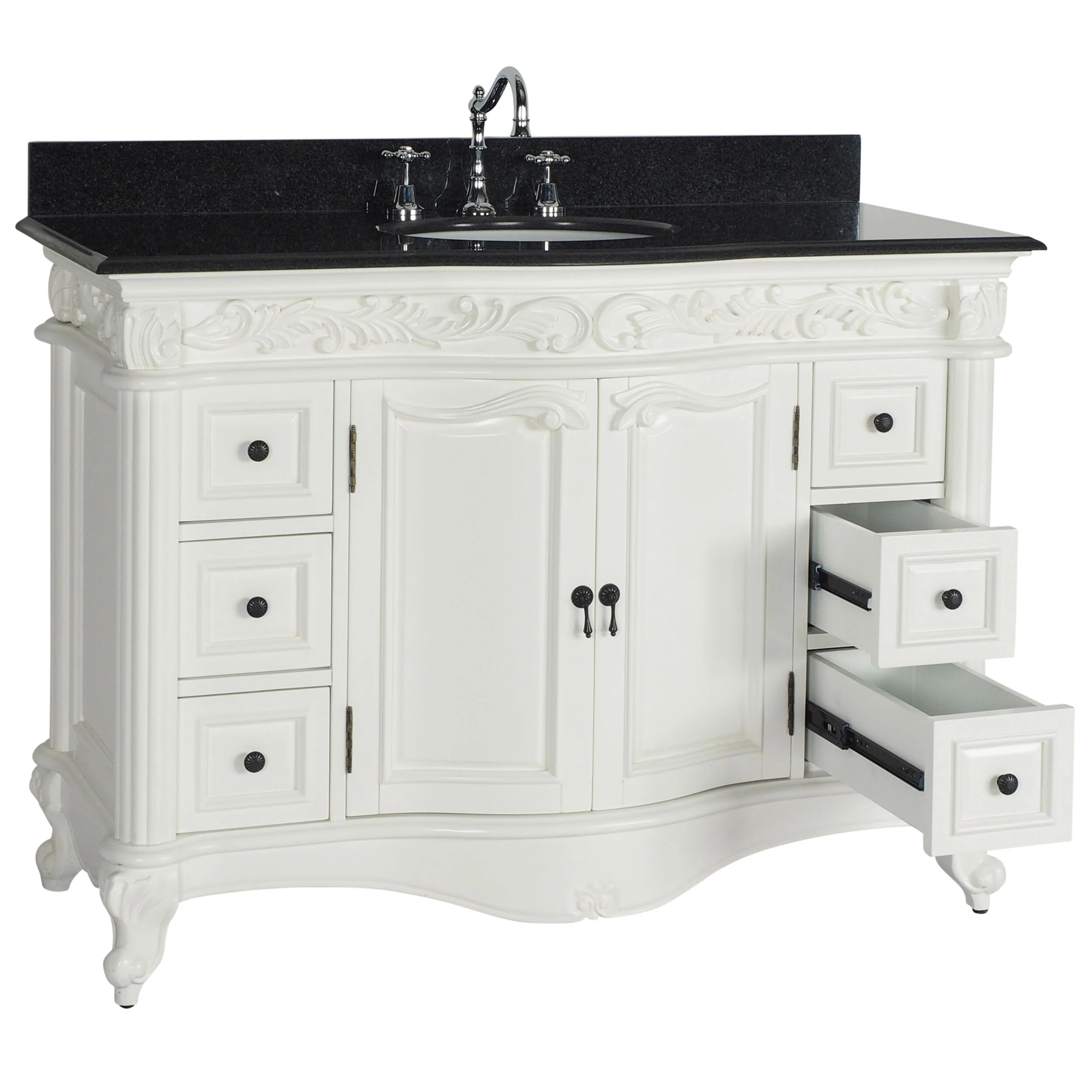 Rosette Granite Top Single Vanity White 1245mm - Image 4