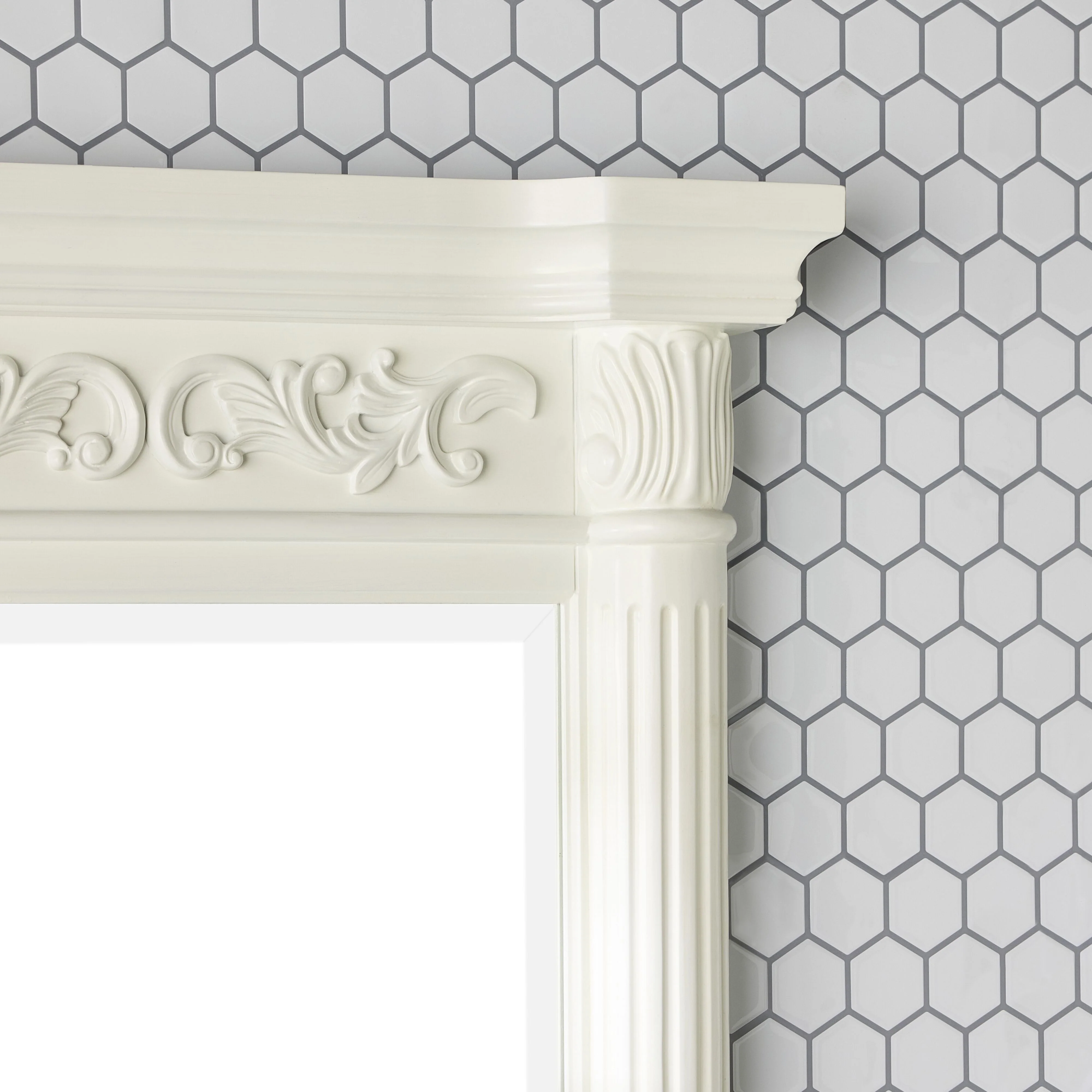 Rosette Vanity Mirror White 610mm - Image 4