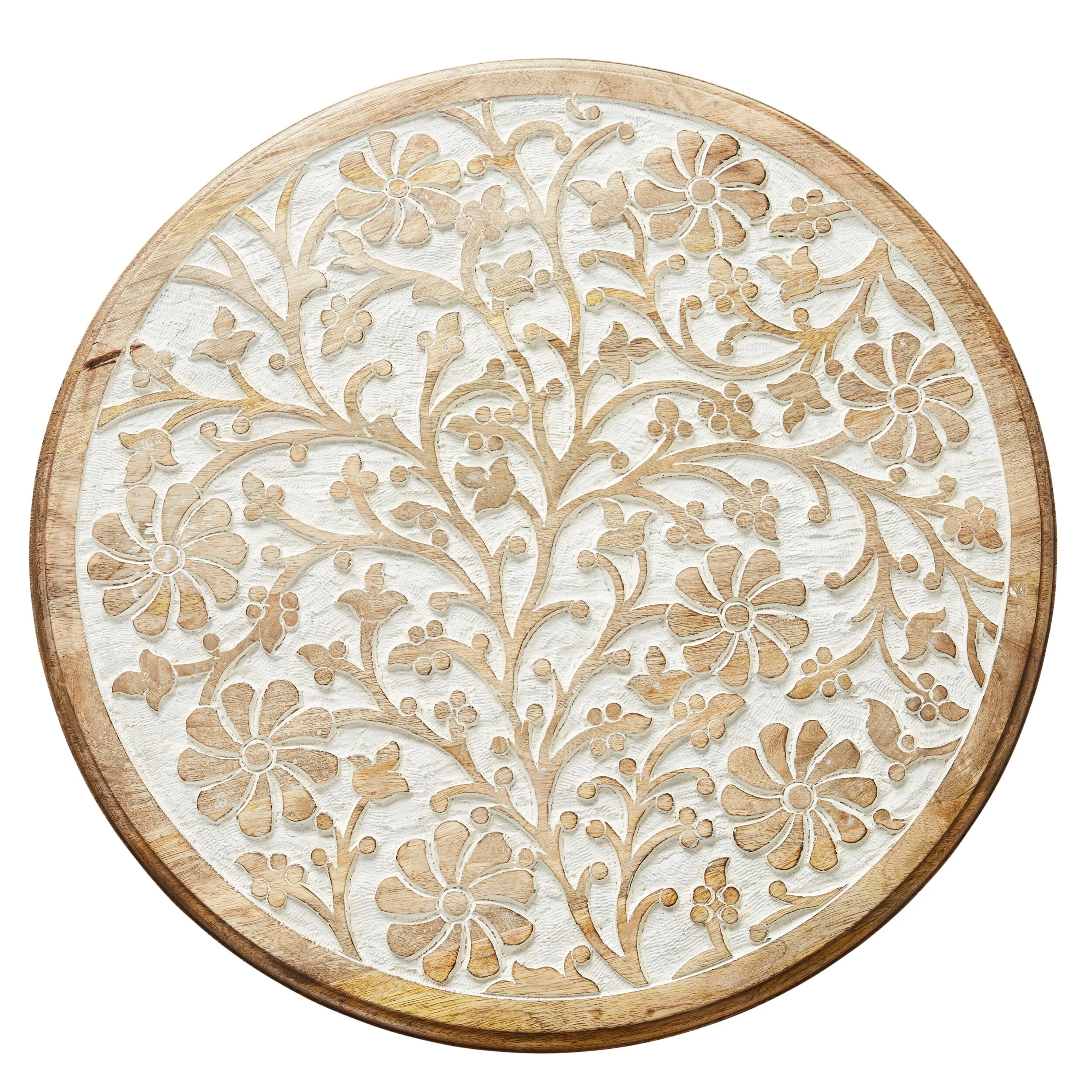 Round Carved Pedestal Table 56x53x53cm - Image 3