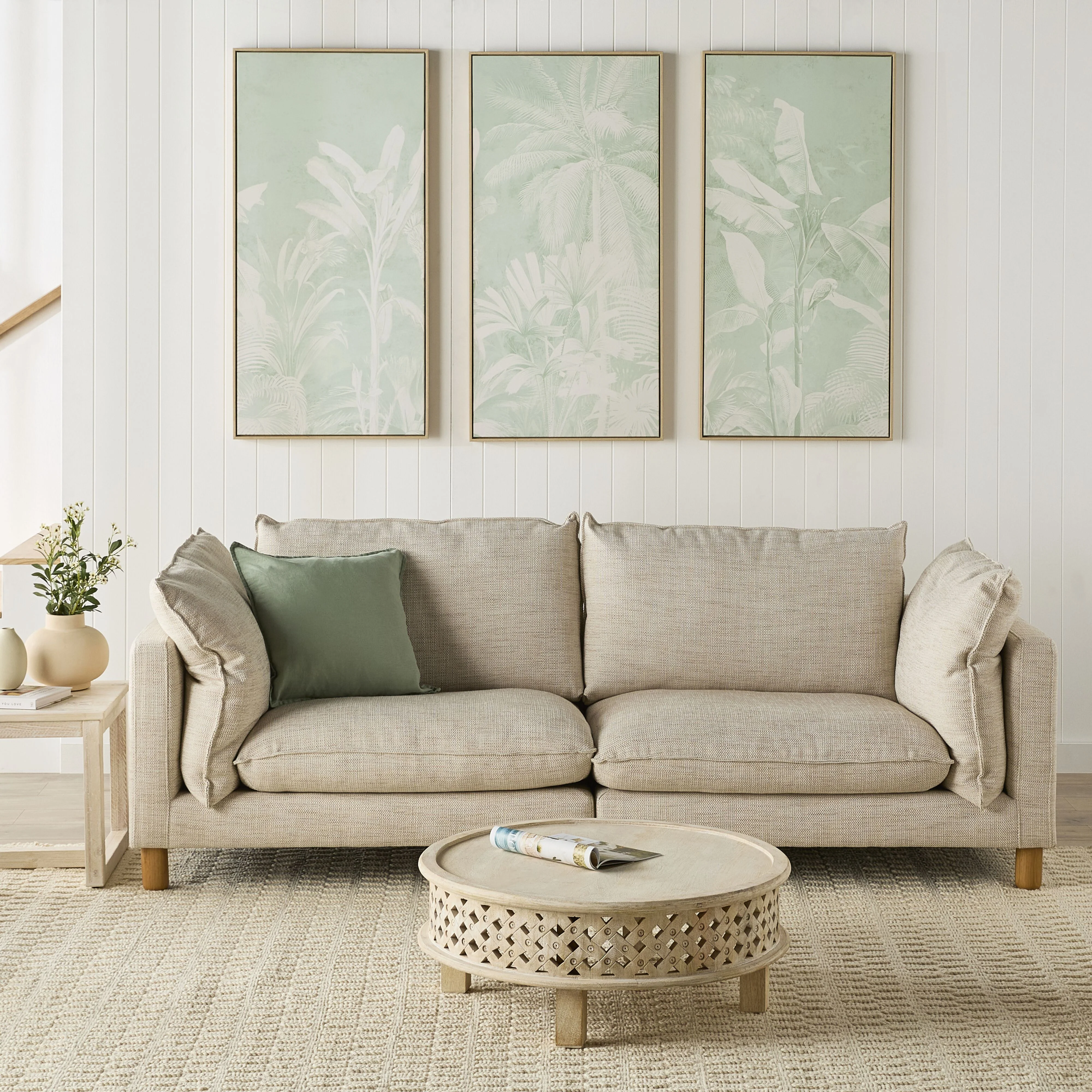 Sage Jungle Trio Framed Canvas Print 190x120cm - Image 9