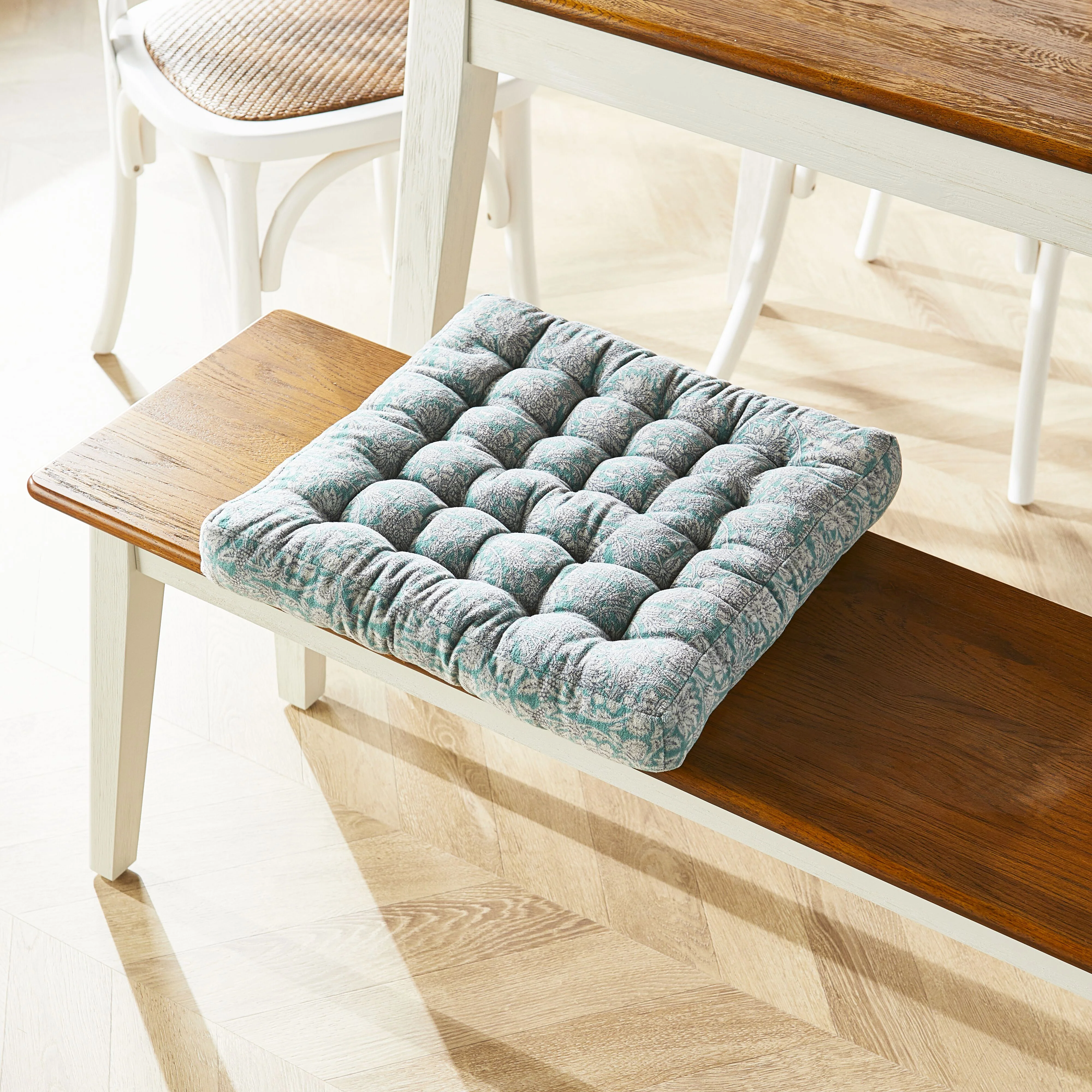Samy Cotton Velvet Green Palm Seat Cushion - Image 3
