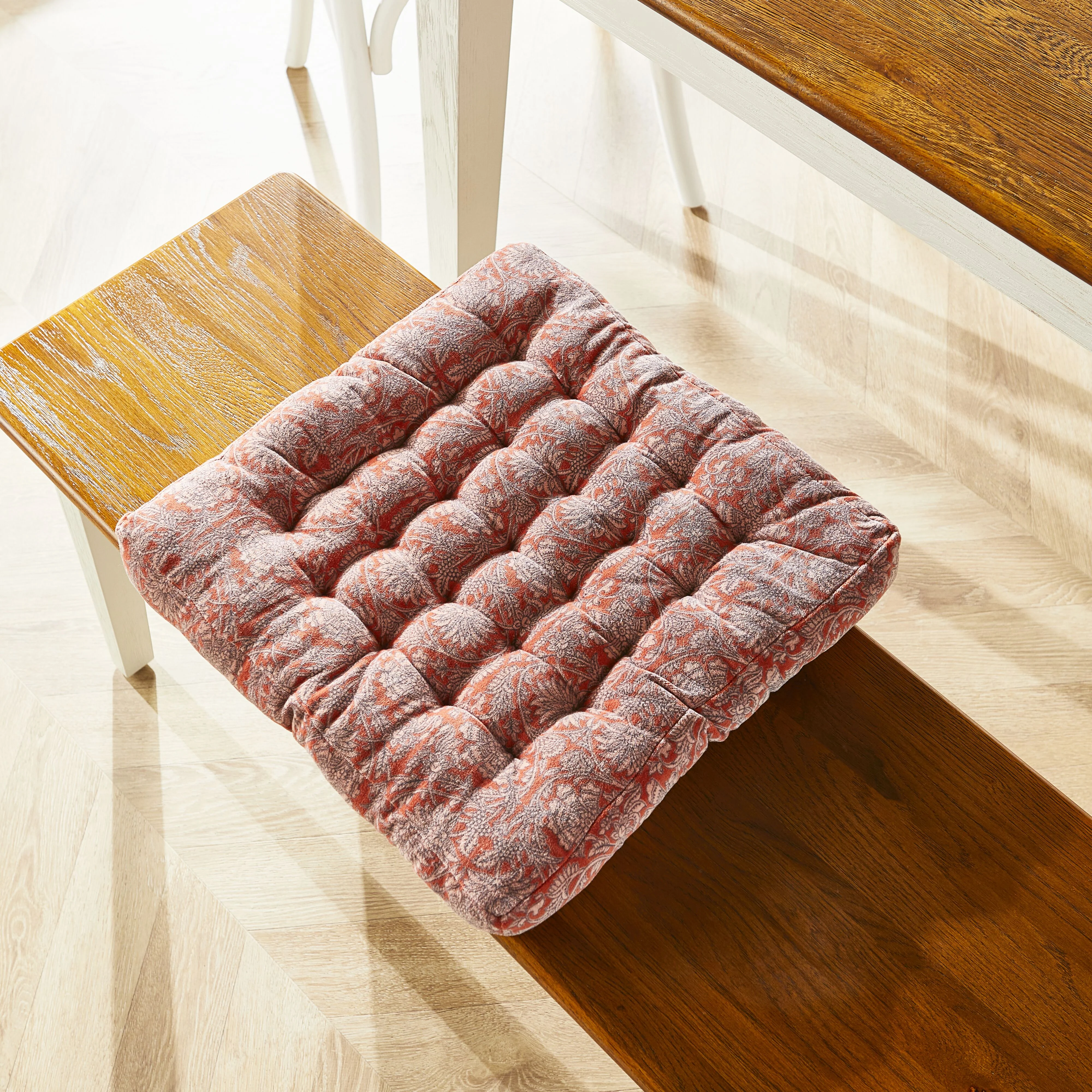 Samy Cotton Velvet Mandarin Floral Seat Cushion - Image 3
