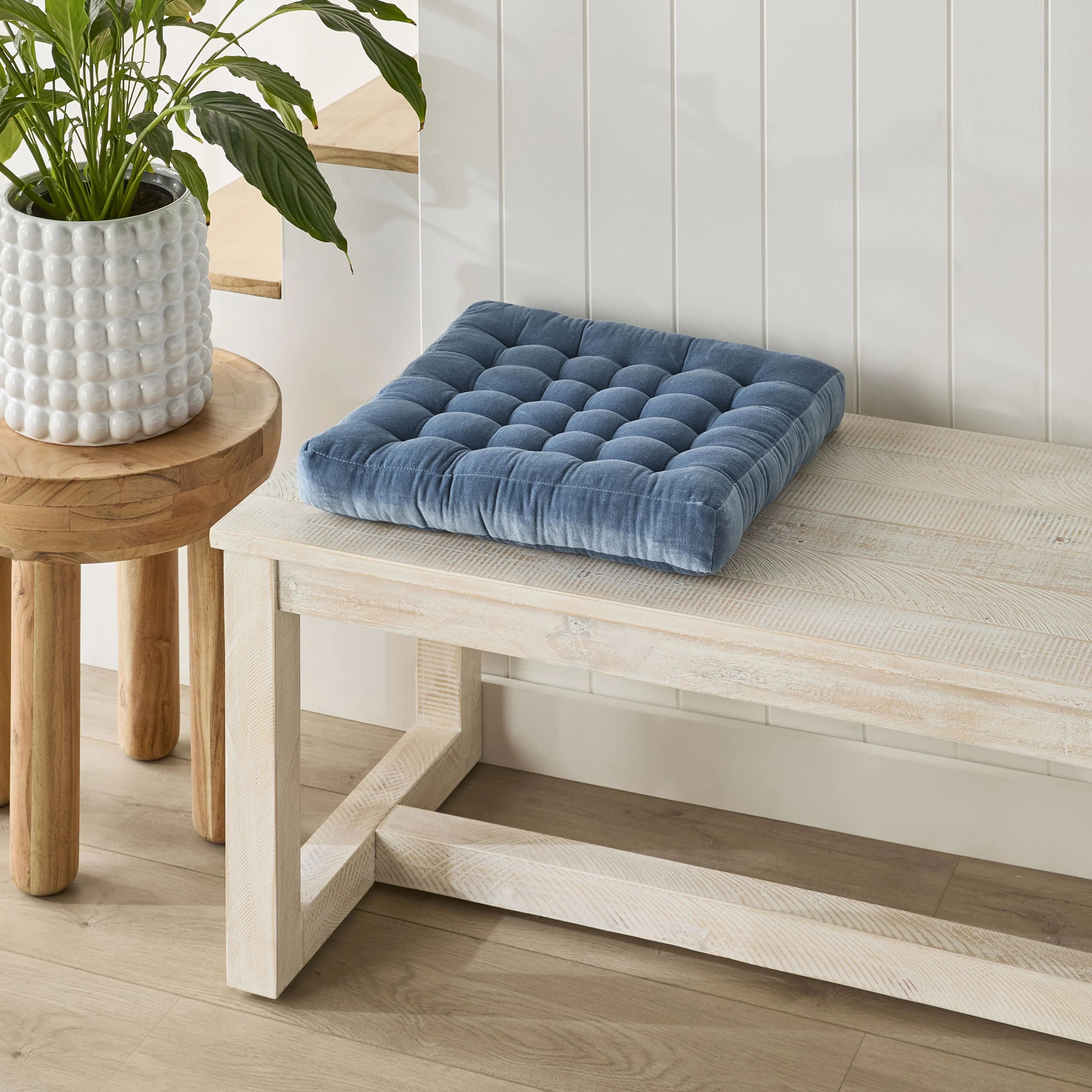 Samy Cotton Velvet Sky Blue Seat Cushion - Image 3