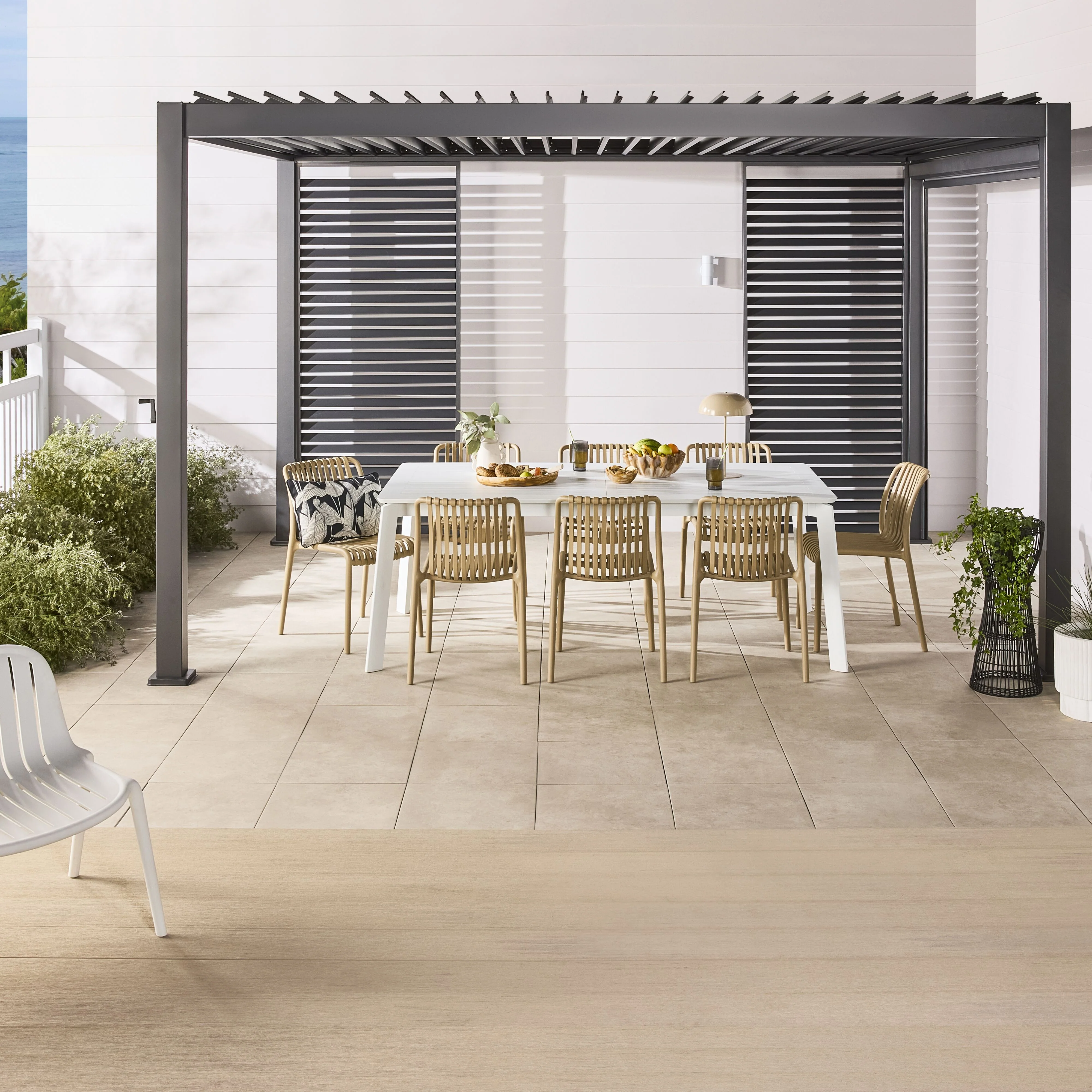 Sanctuary Louvered Aluminium Pergola Charcoal 3x4 - Image 13