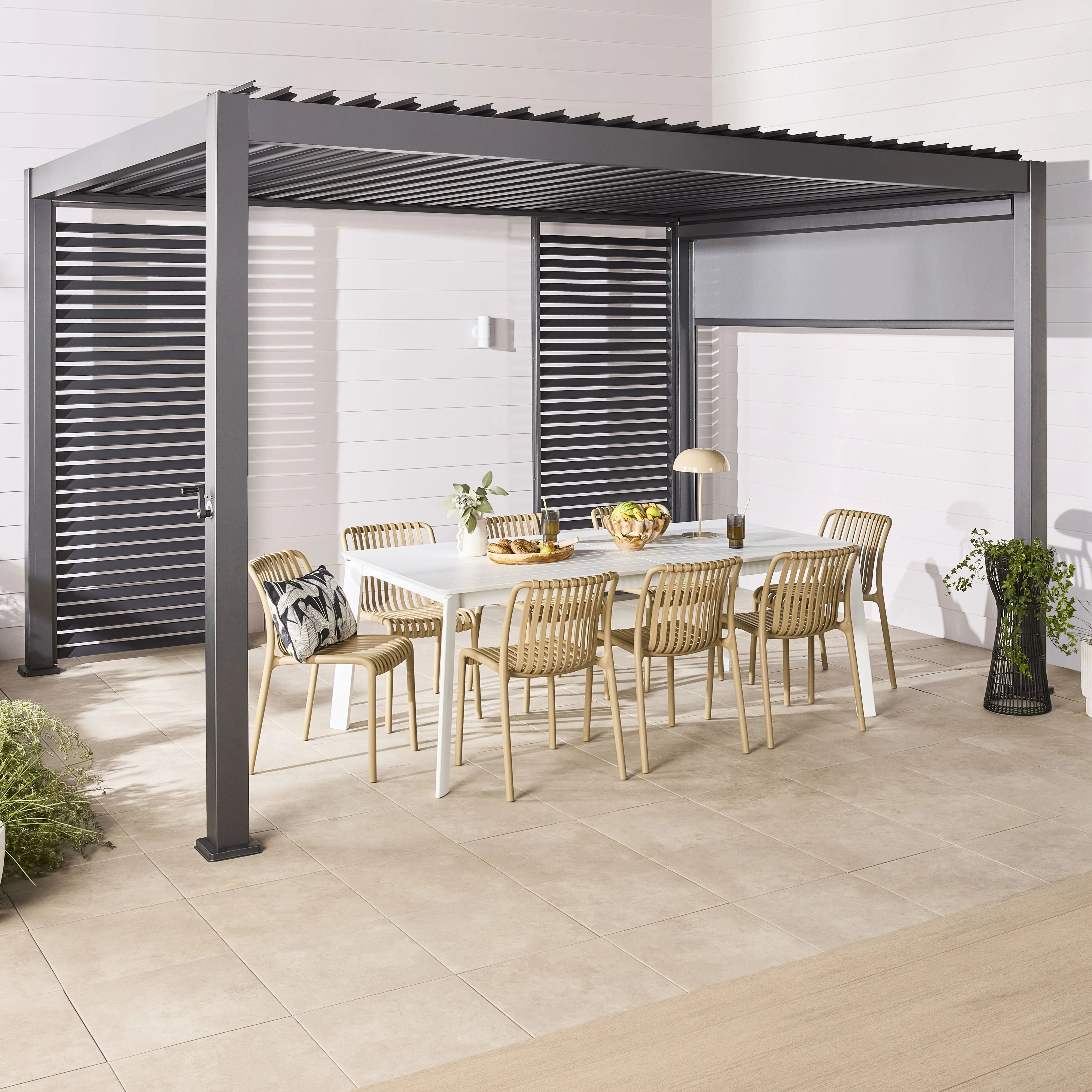 Sanctuary Louvered Aluminium Pergola Charcoal 3x4 - Image 7