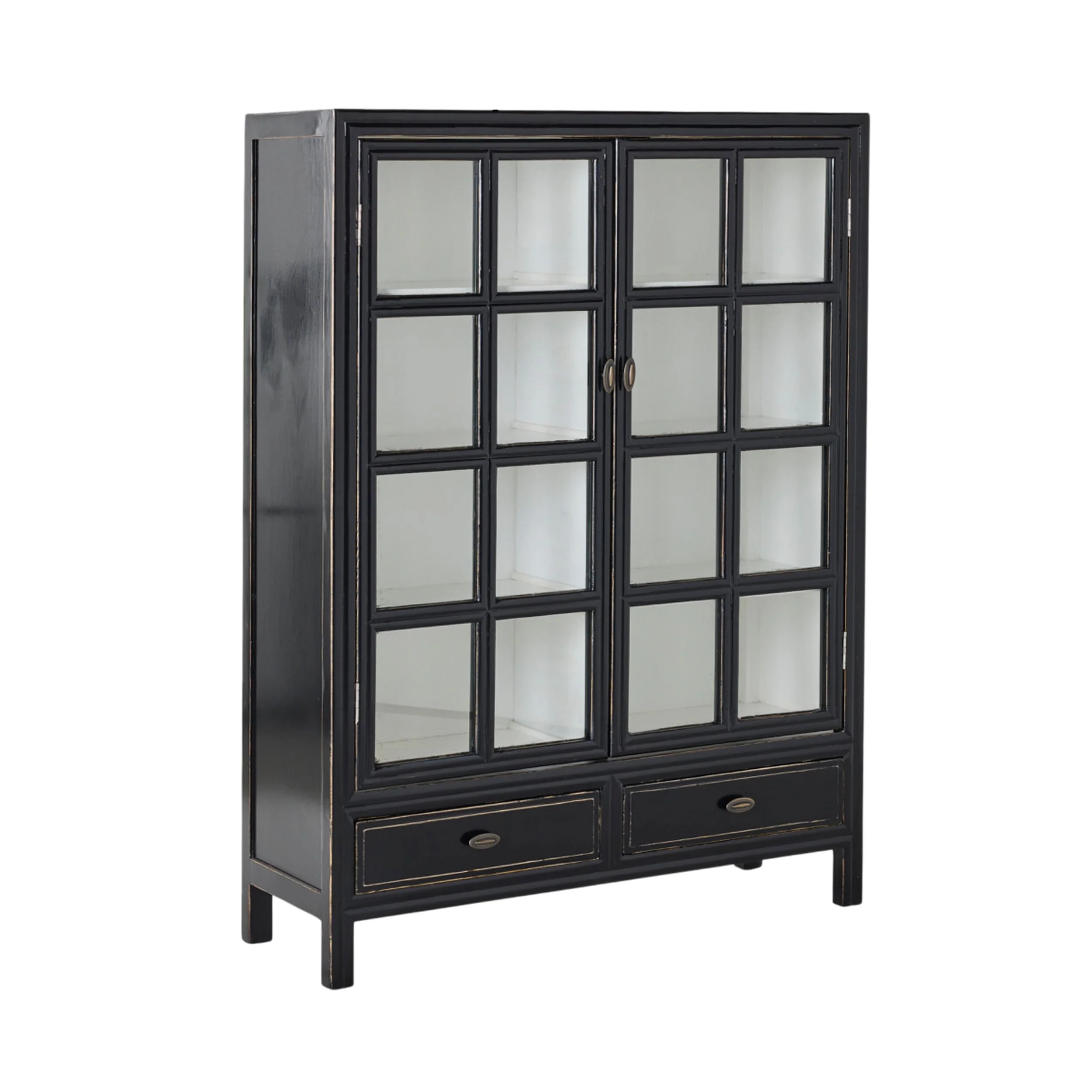 Sansha 2 Door & 2 Drawer Display Cabinet Black & White - Image 2