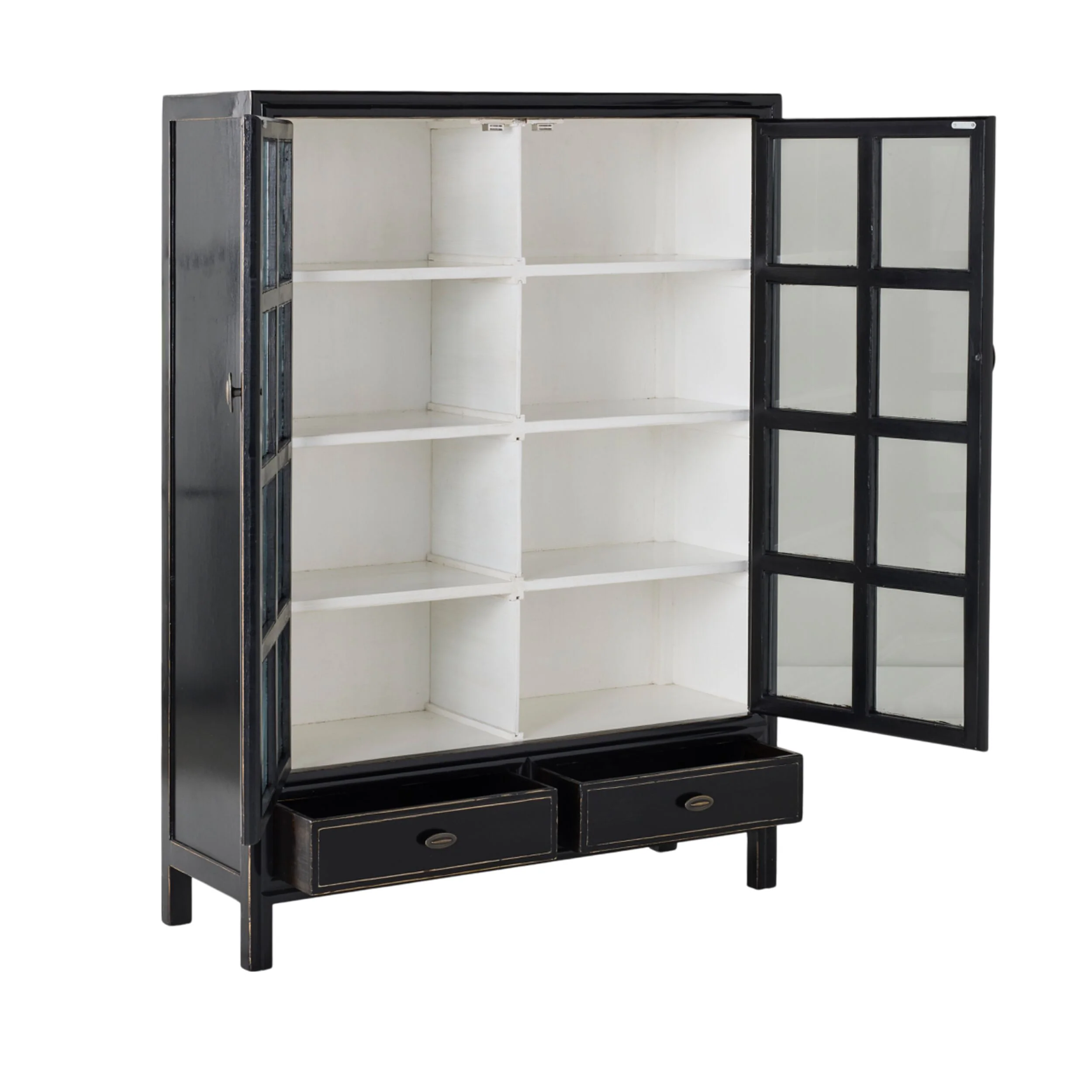 Sansha 2 Door & 2 Drawer Display Cabinet Black & White - Image 3