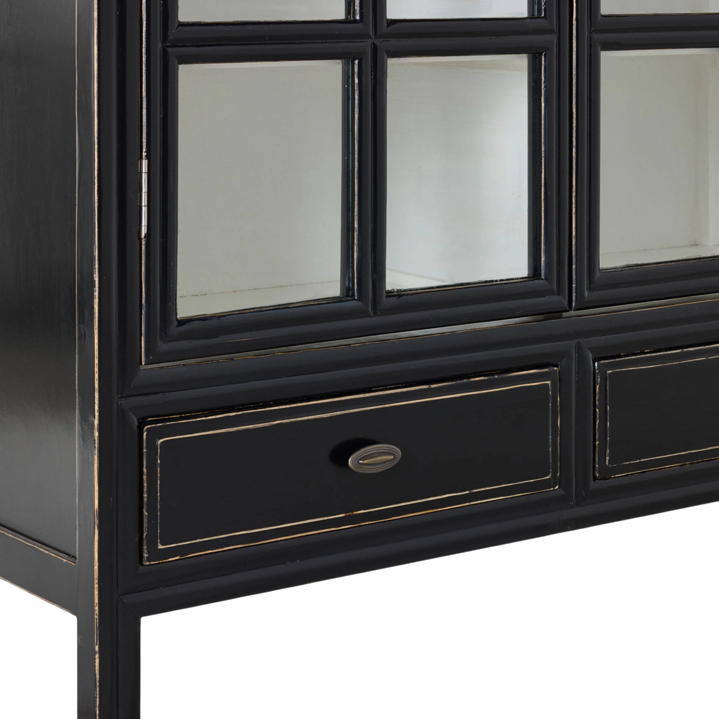 Sansha 2 Door & 2 Drawer Display Cabinet Black & White - Image 7