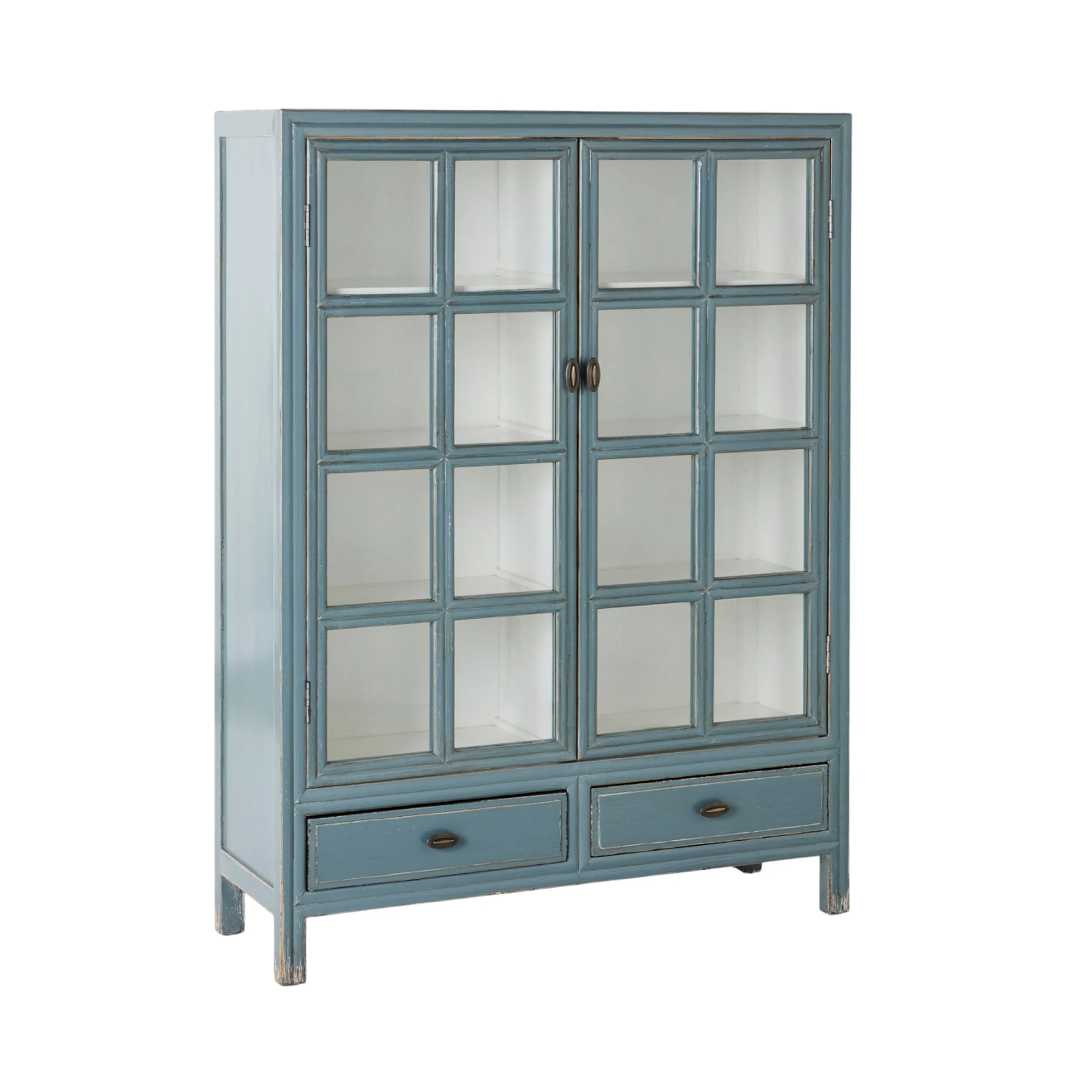 Sansha 2 Door & 2 Drawer Display Cabinet Dove Grey & White - Image 2