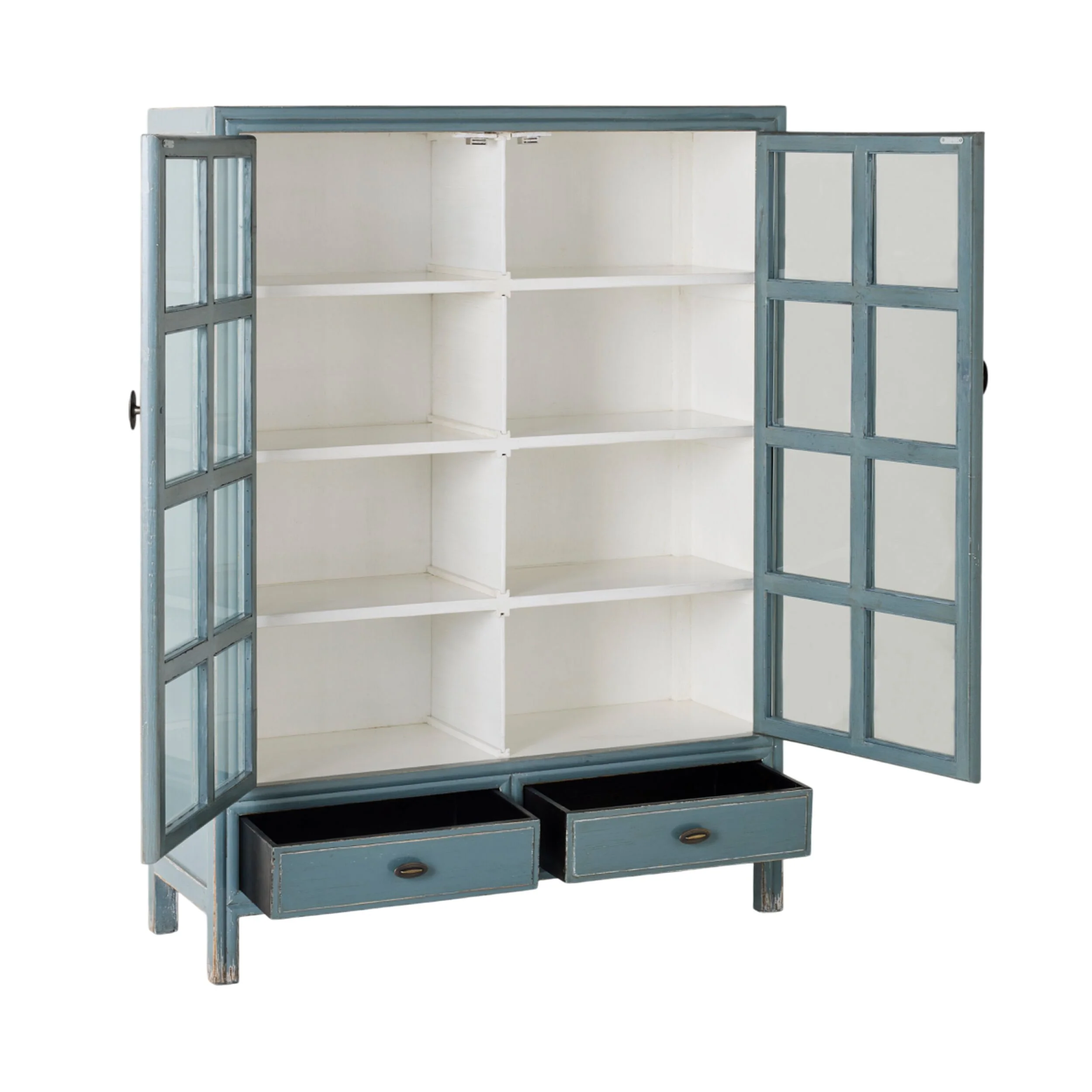Sansha 2 Door & 2 Drawer Display Cabinet Dove Grey & White - Image 3