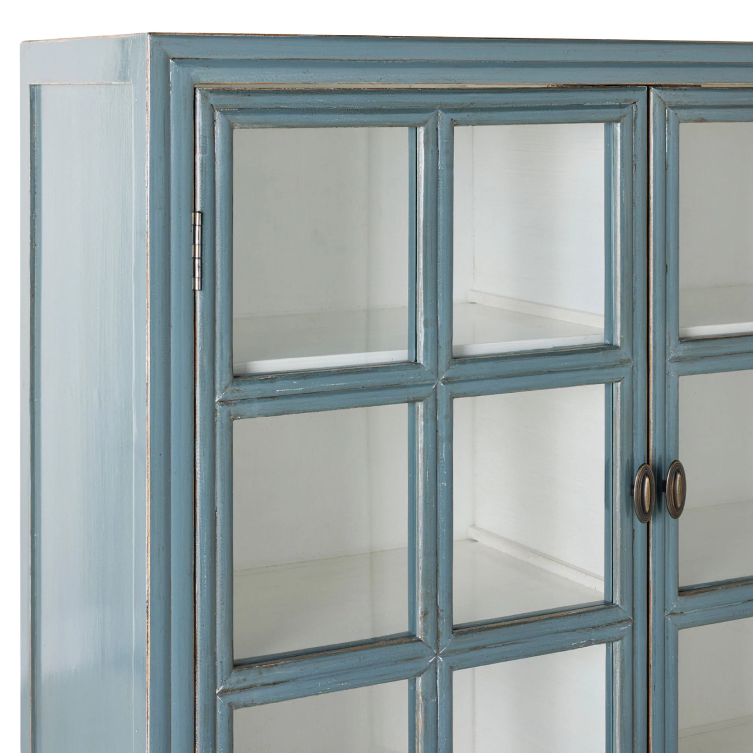 Sansha 2 Door & 2 Drawer Display Cabinet Dove Grey & White - Image 4