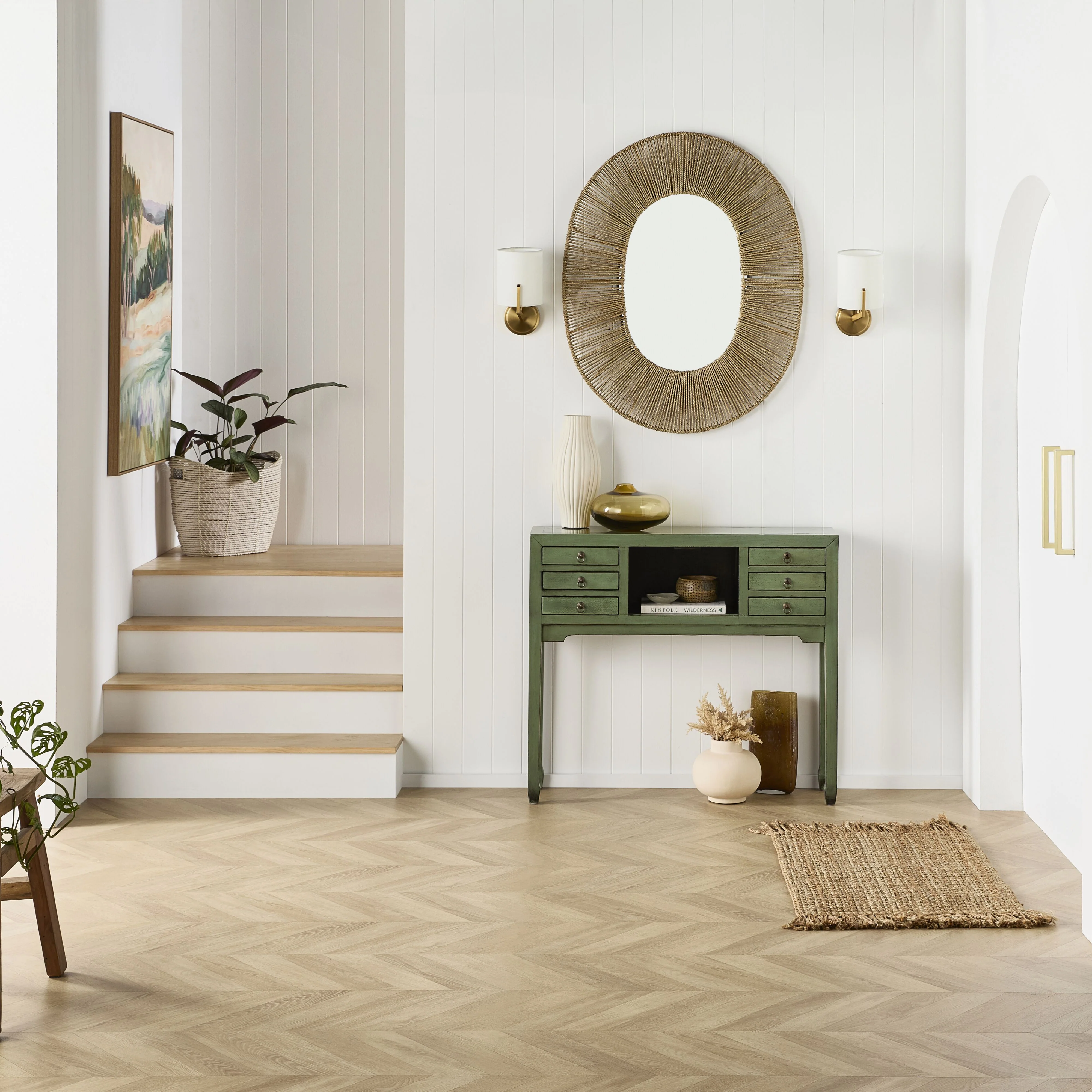 Sansha 2 Door & 6 Drawer Console Table Sage Green - Image 11