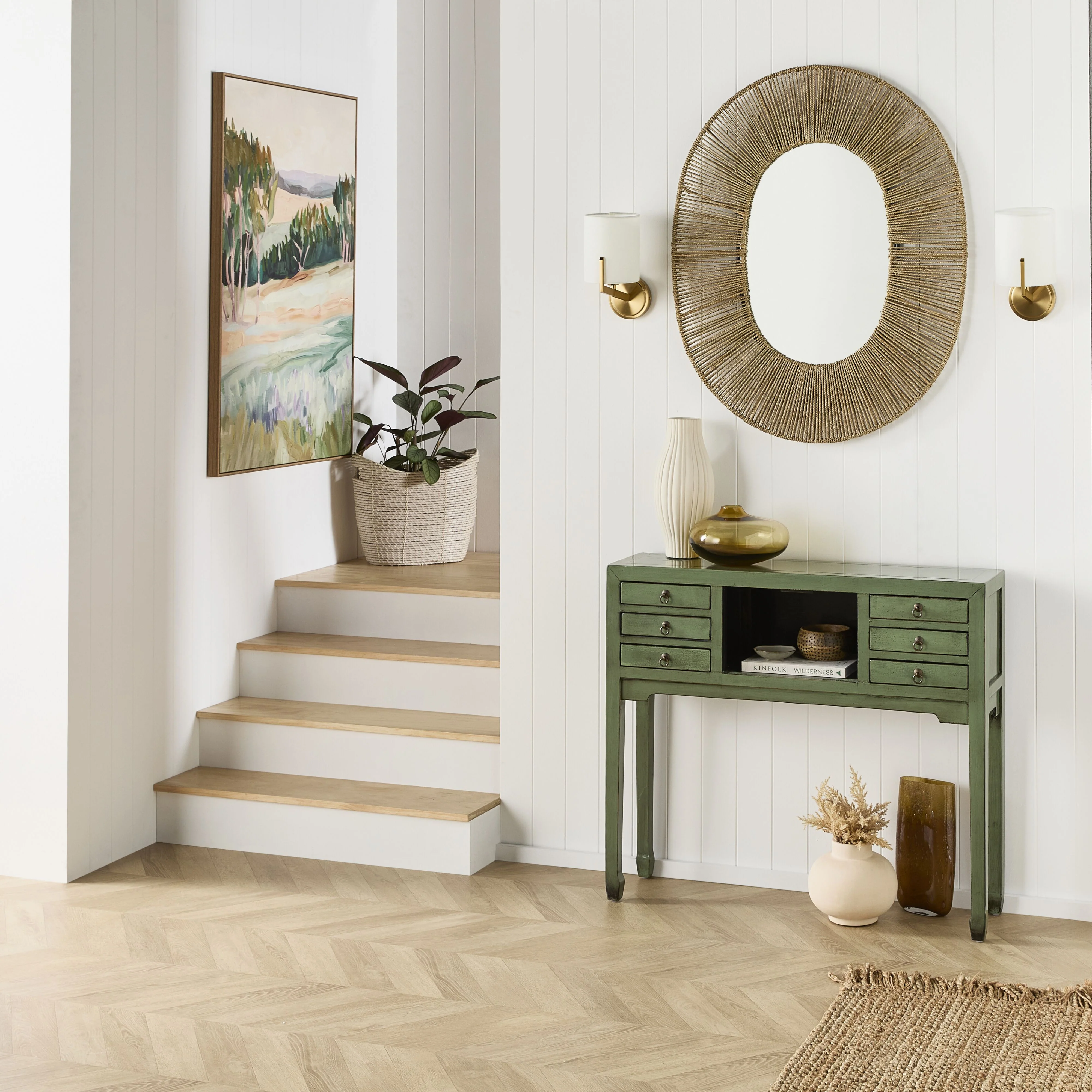 Sansha 2 Door & 6 Drawer Console Table Sage Green - Image 12