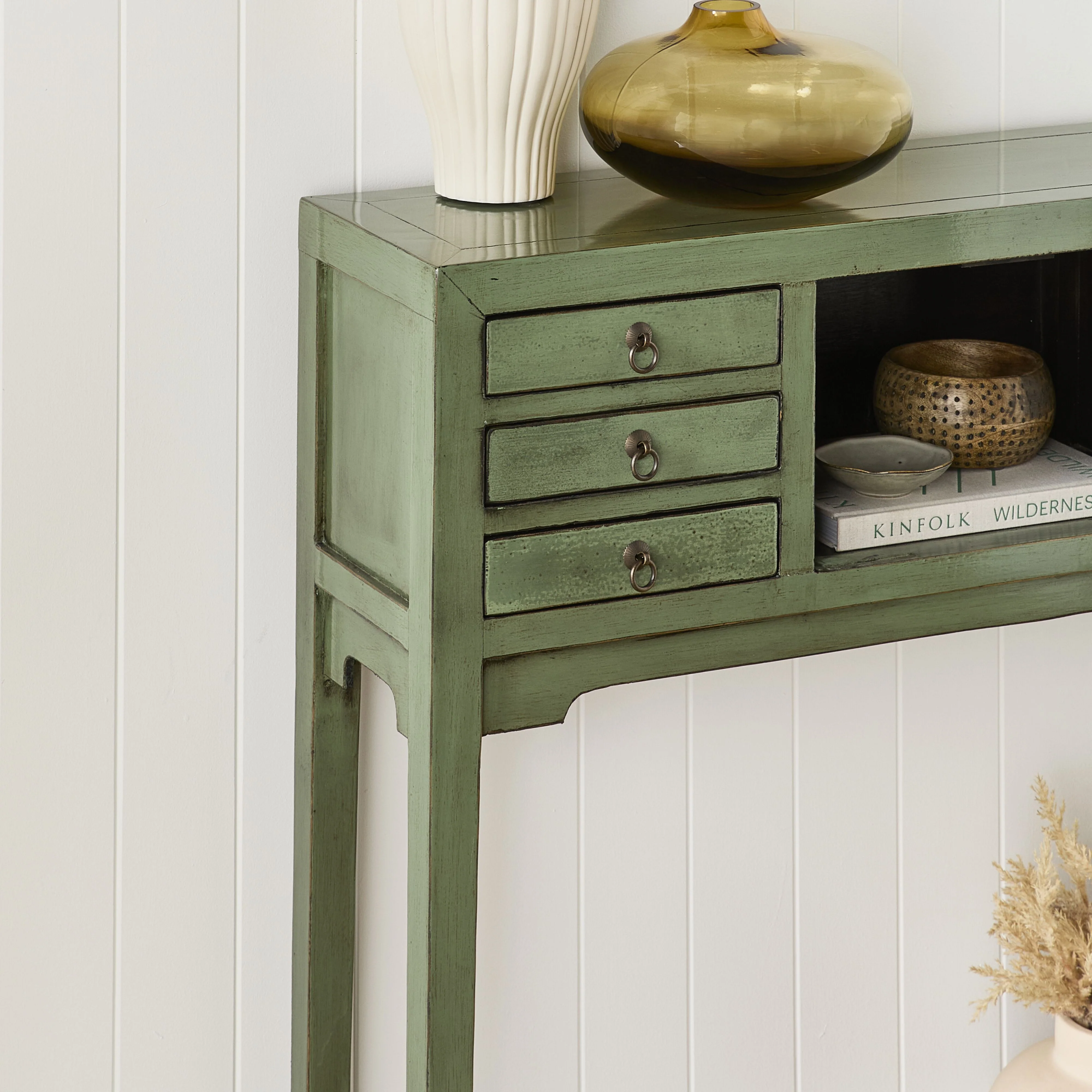 Sansha 2 Door & 6 Drawer Console Table Sage Green - Image 13