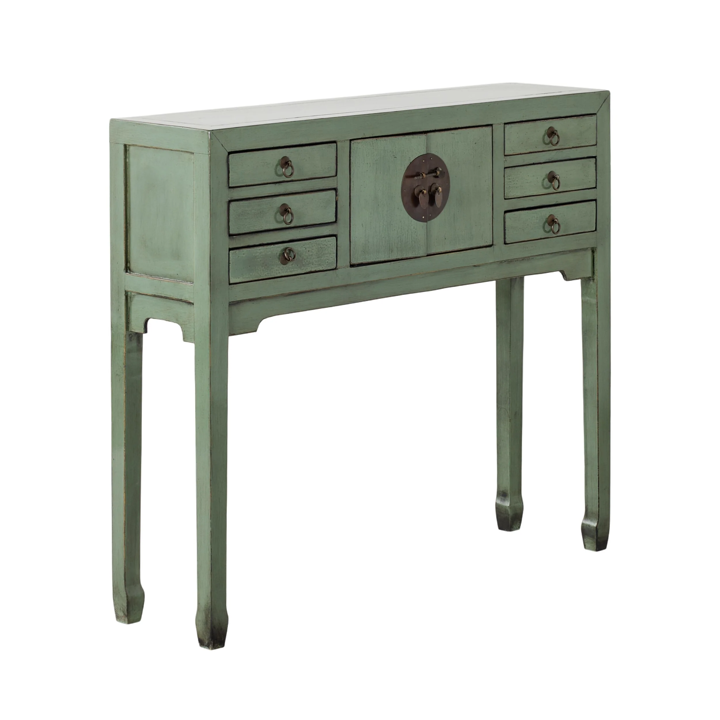Sansha 2 Door & 6 Drawer Console Table Sage Green - Image 2