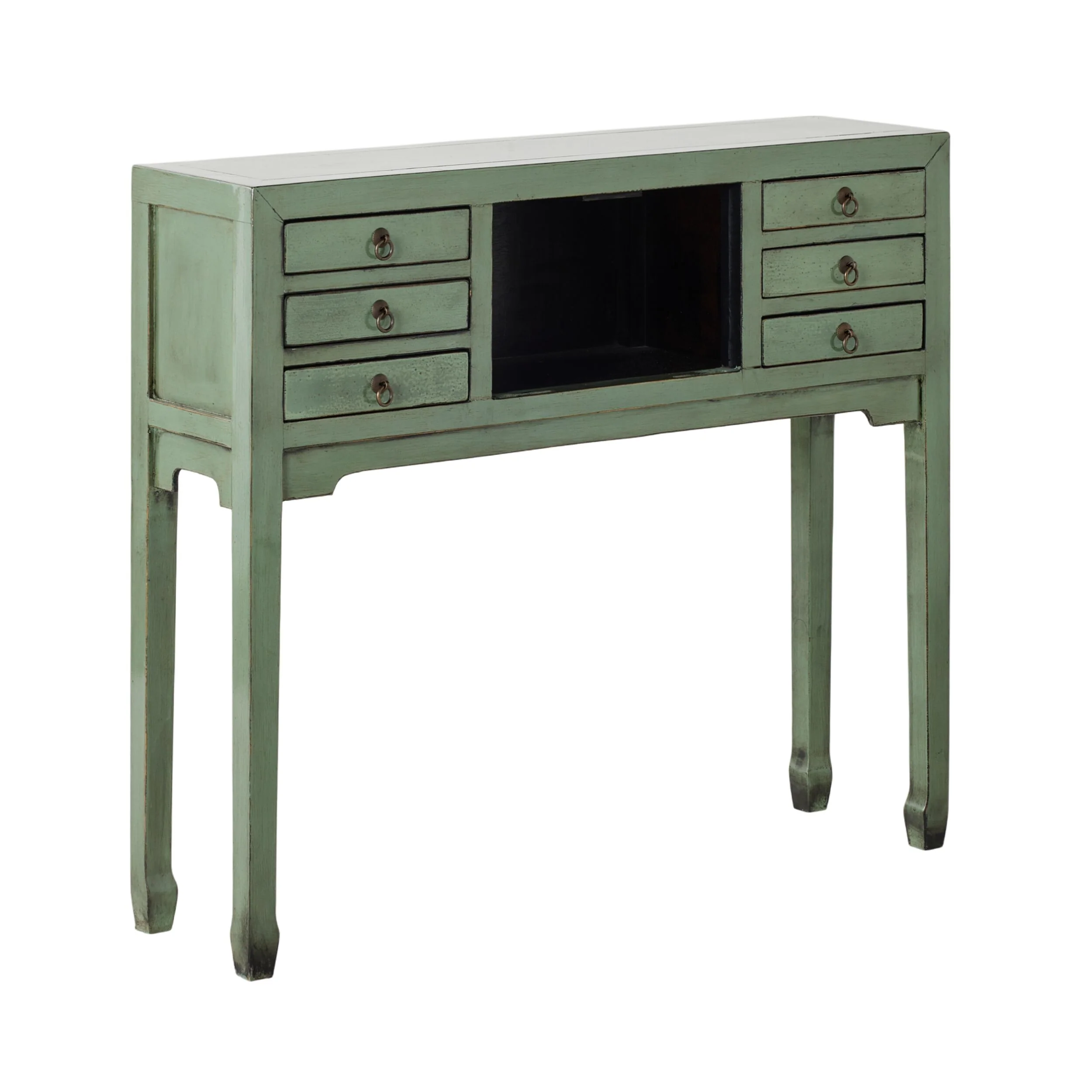 Sansha 2 Door & 6 Drawer Console Table Sage Green - Image 4