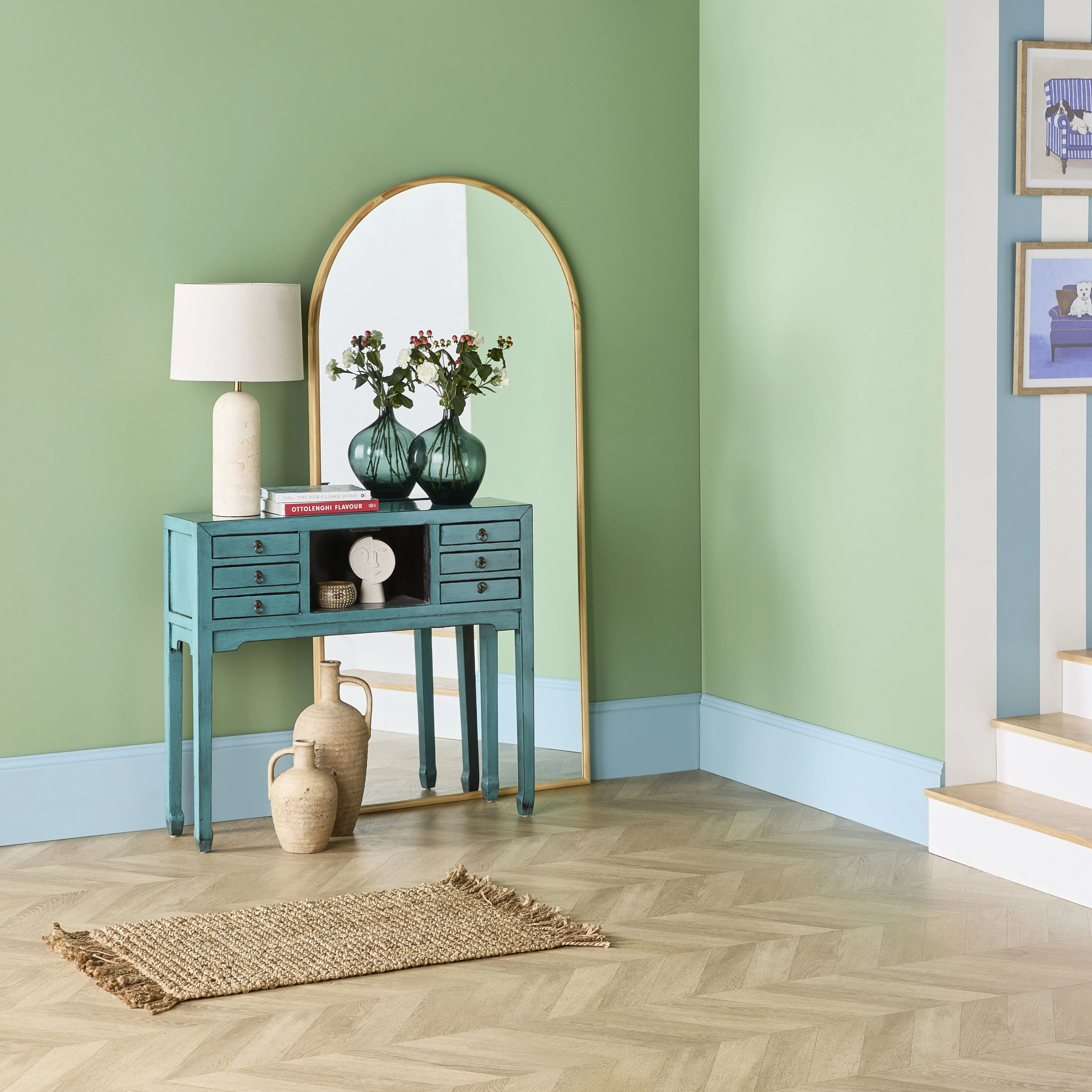 Sansha 2 Door & 6 Drawer Console Table Turquoise - Image 12