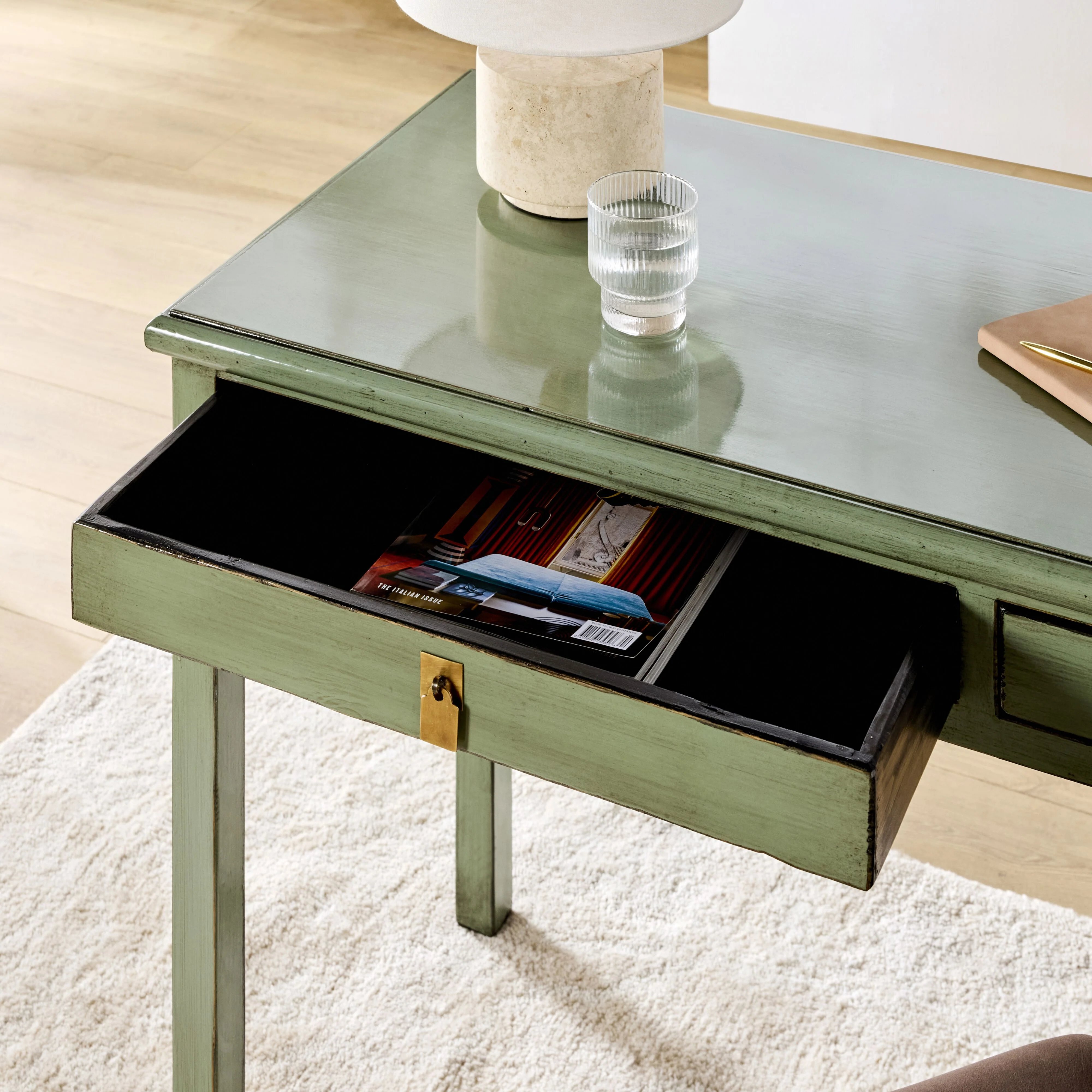 Sansha 2 Drawer Desk Sage Green - Image 13