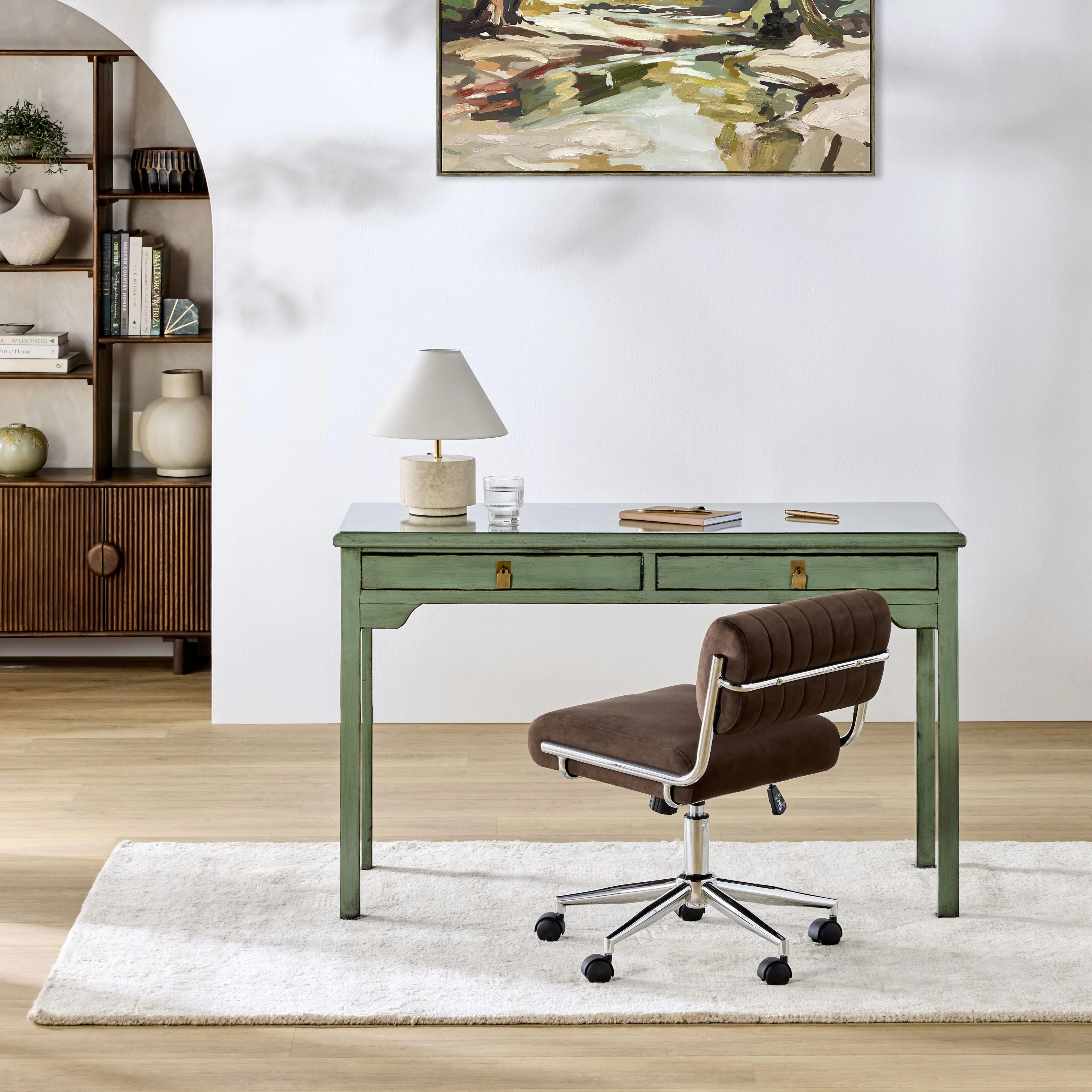 Sansha 2 Drawer Desk Sage Green - Image 9