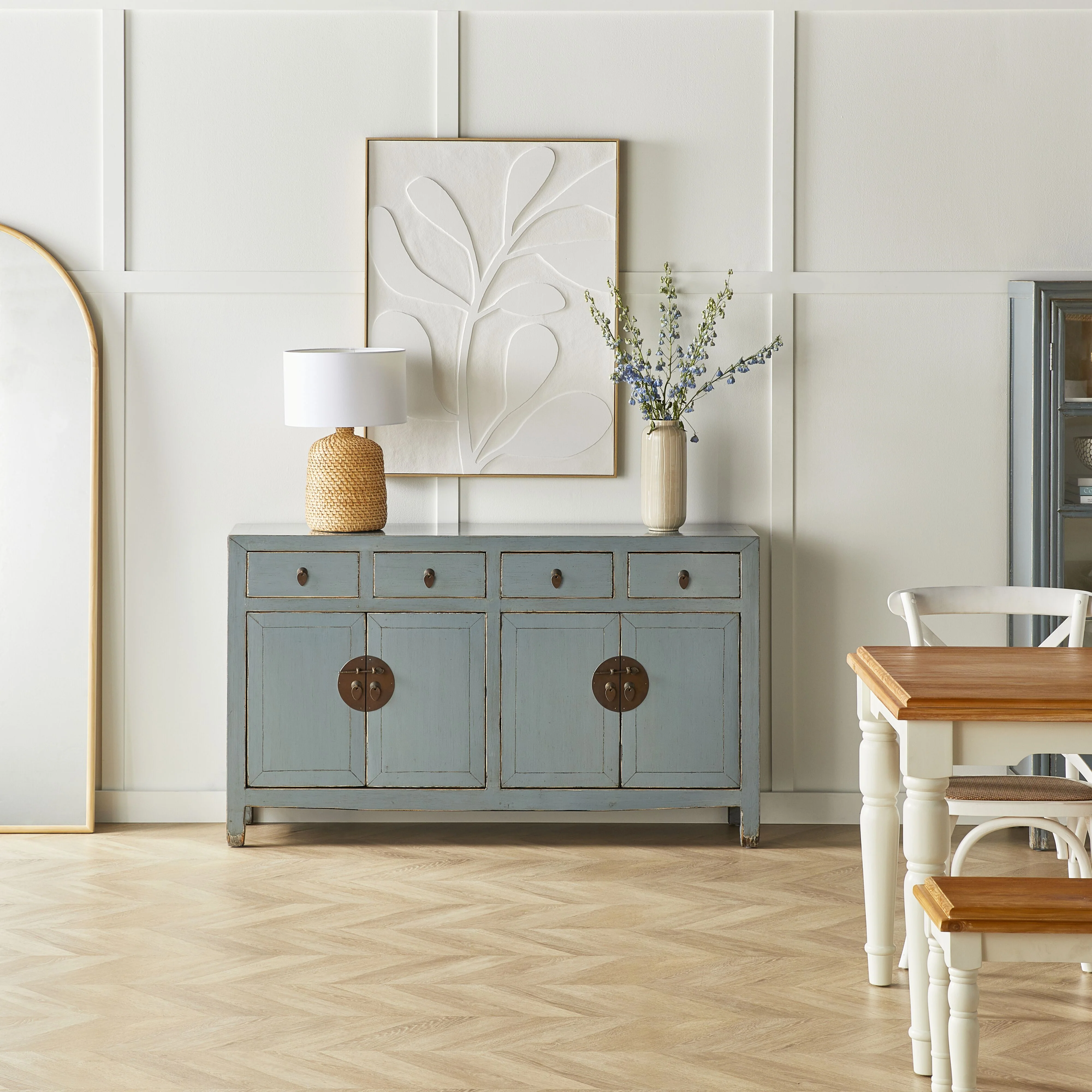 Sansha 4 Door & 4 Drawer Sideboard Dove Grey - Image 7