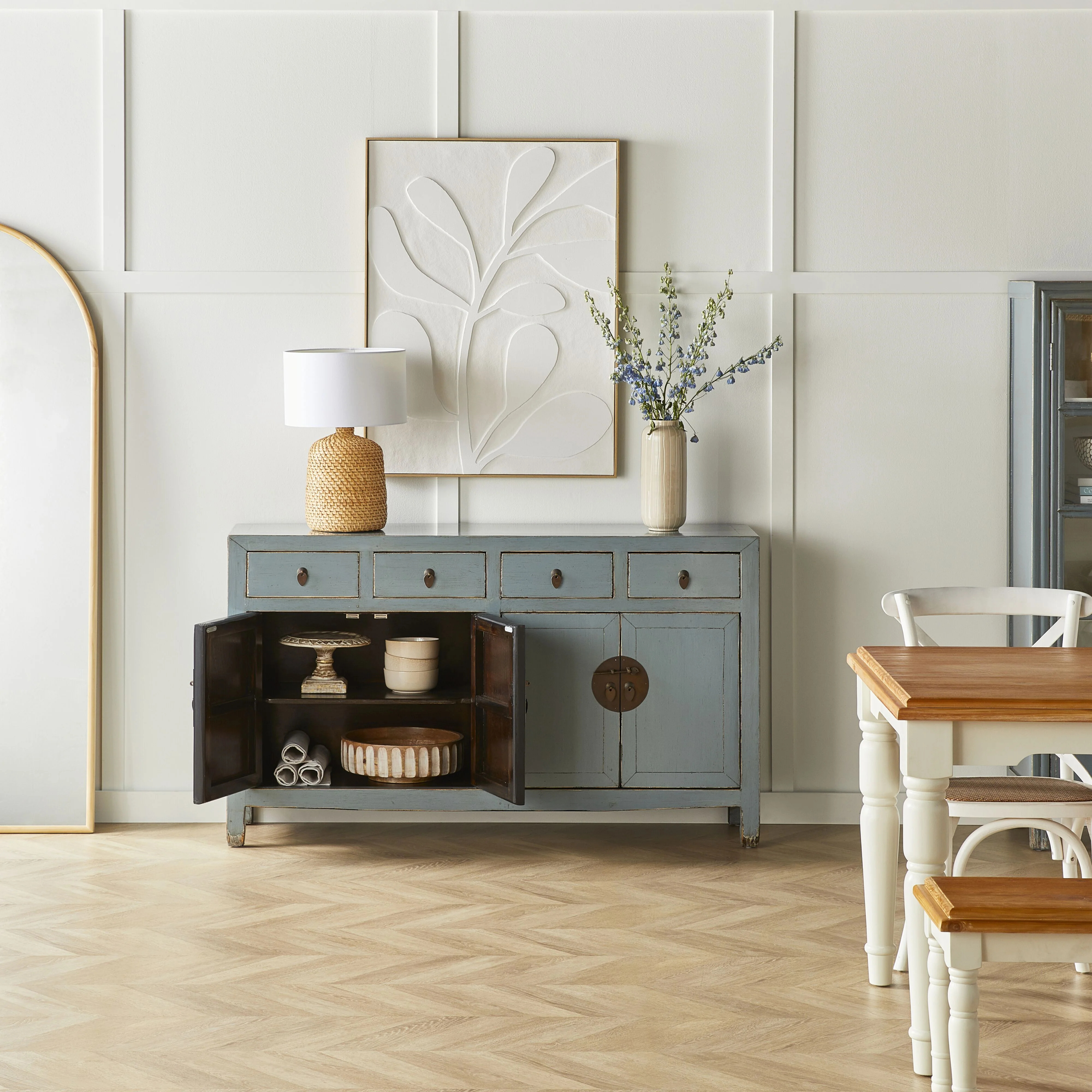 Sansha 4 Door & 4 Drawer Sideboard Dove Grey - Image 9