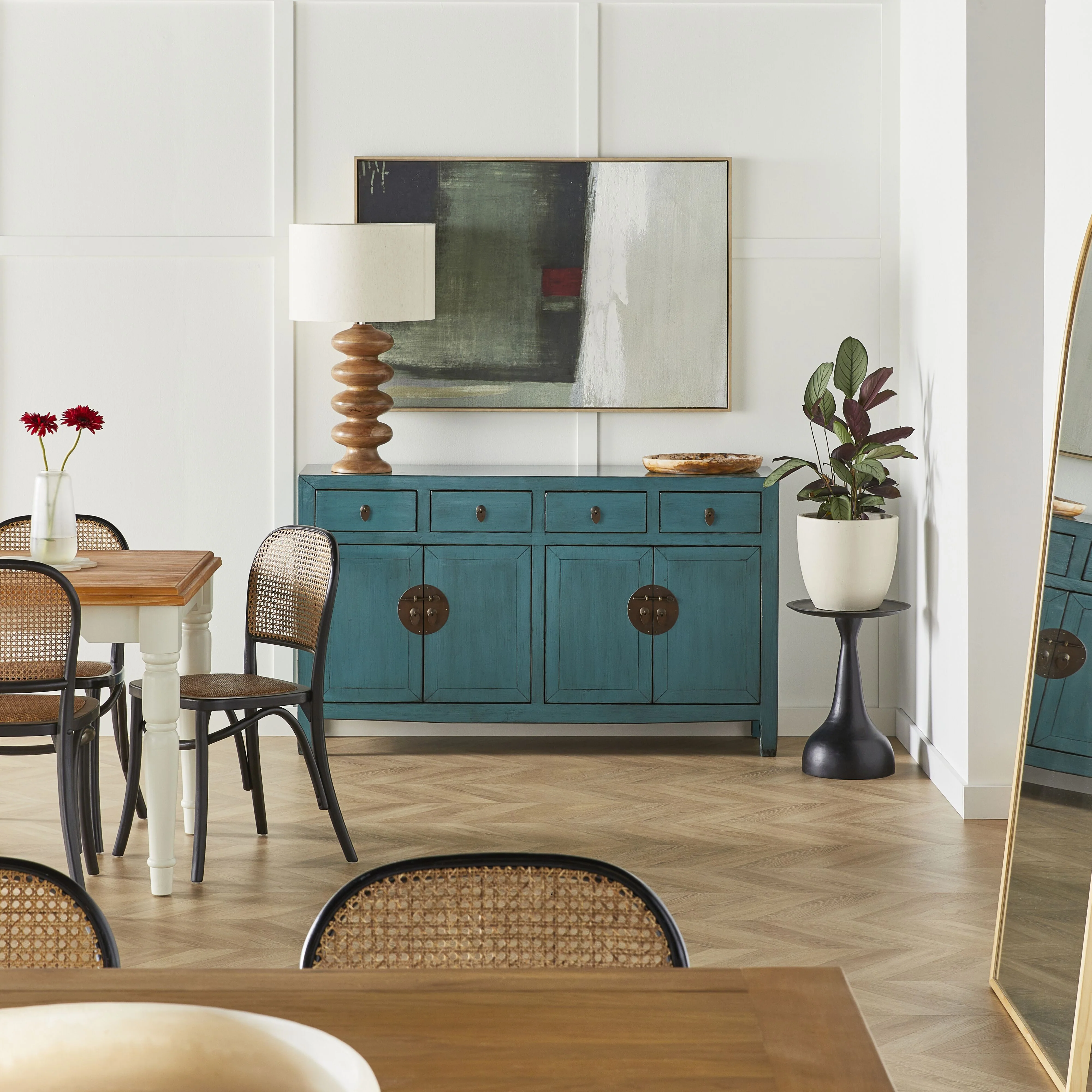 Sansha 4 Door & 4 Drawer Sideboard Turquoise - Image 7