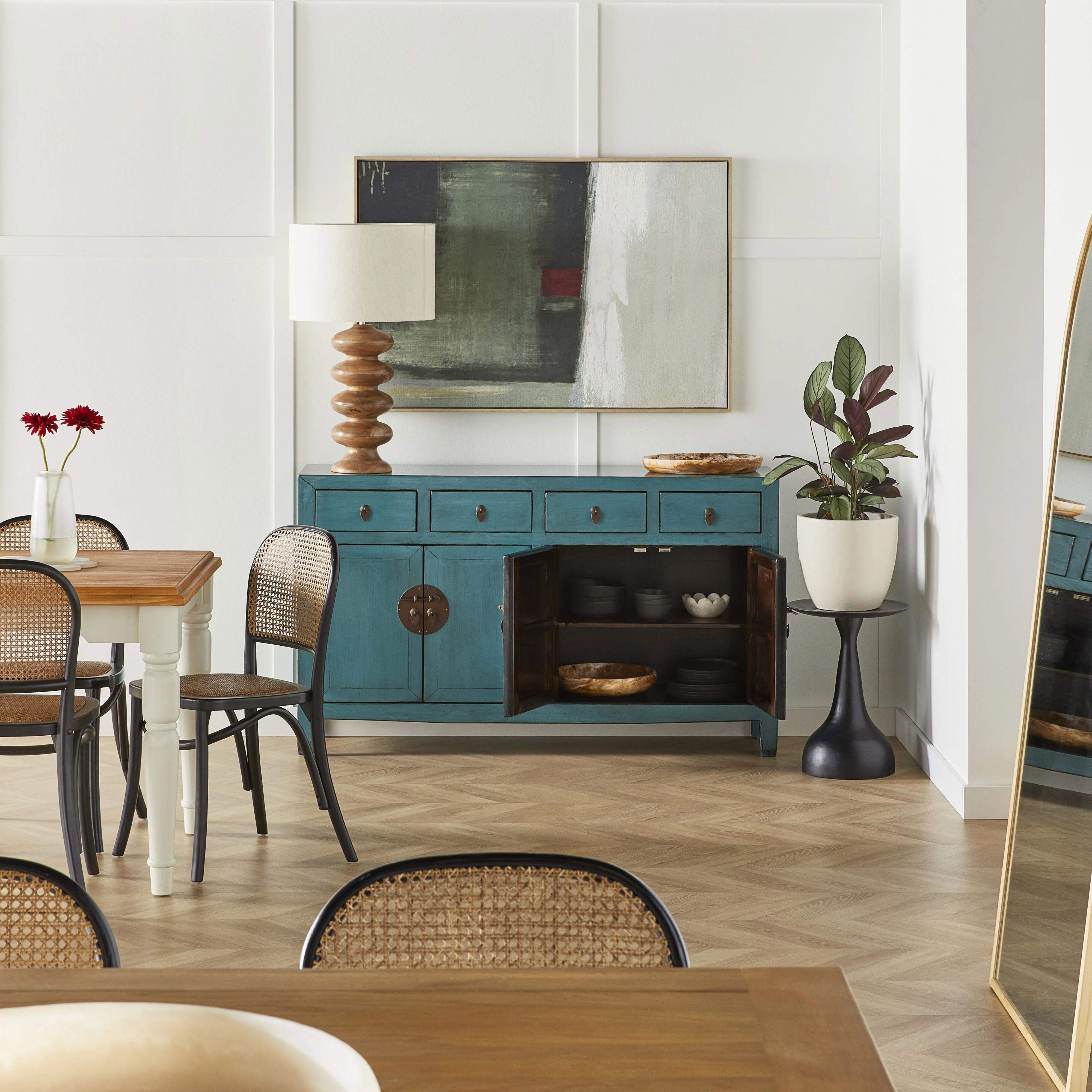 Sansha 4 Door & 4 Drawer Sideboard Turquoise - Image 8