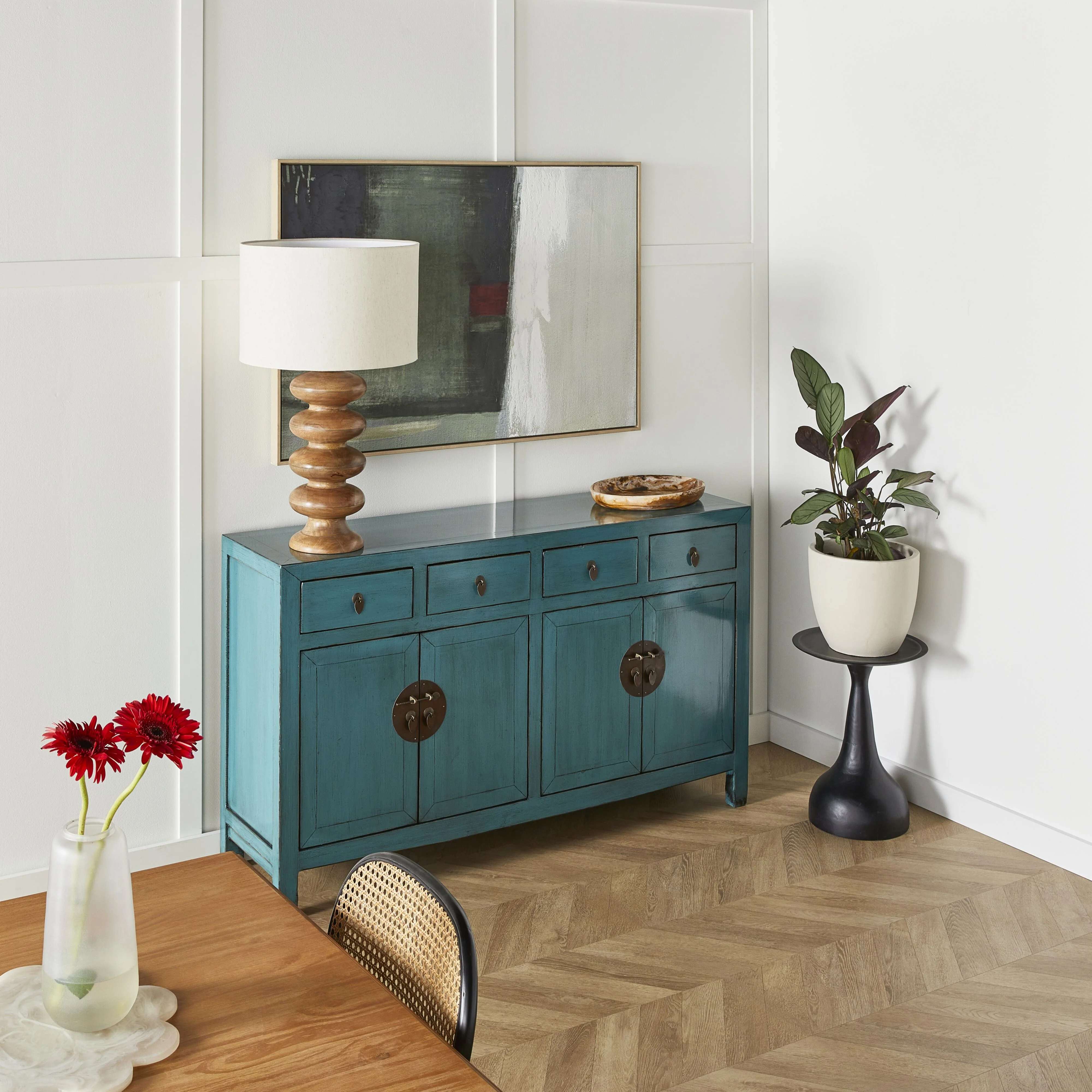 Sansha 4 Door & 4 Drawer Sideboard Turquoise - Image 9