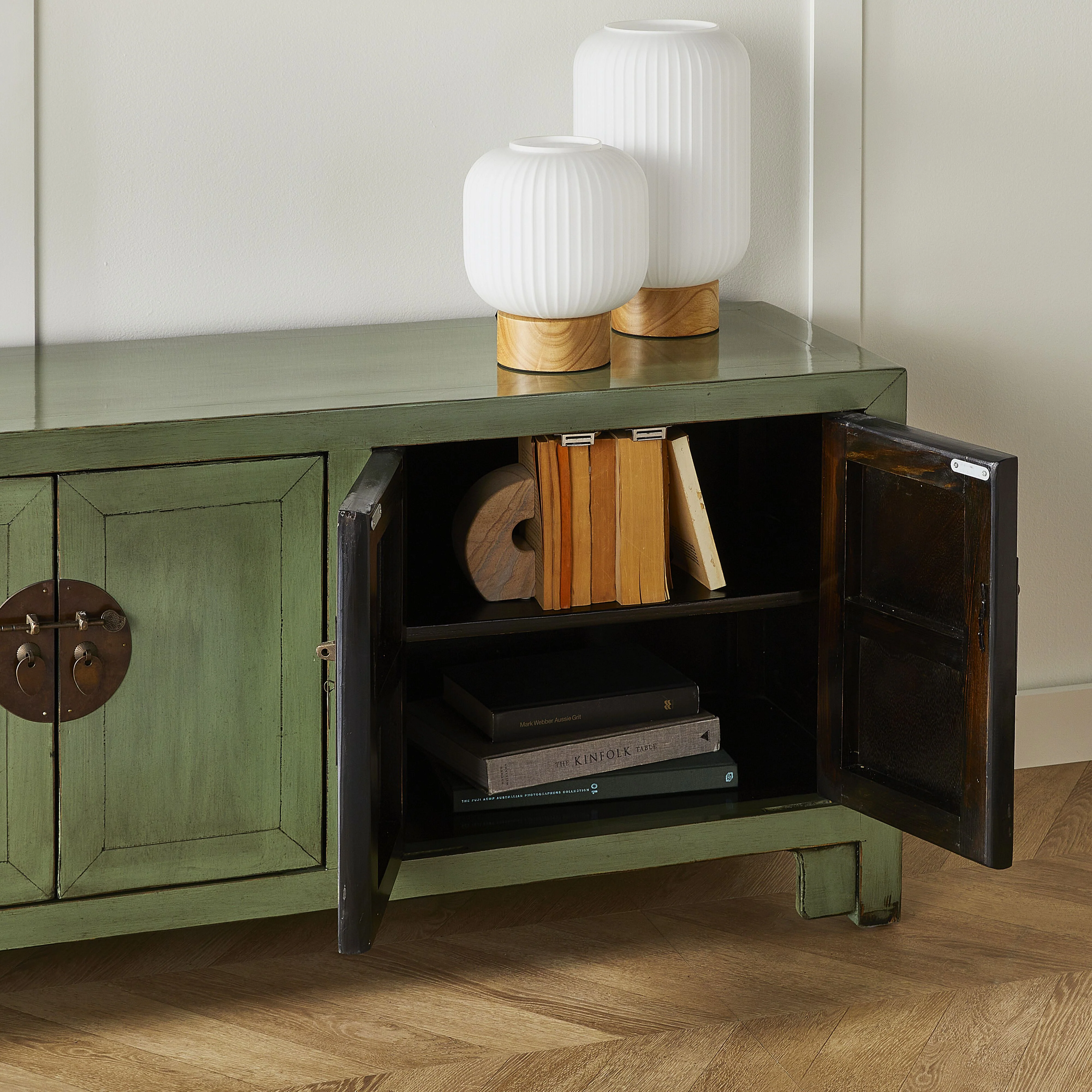 Sansha 6 Door TV Unit Sage Green - Image 10