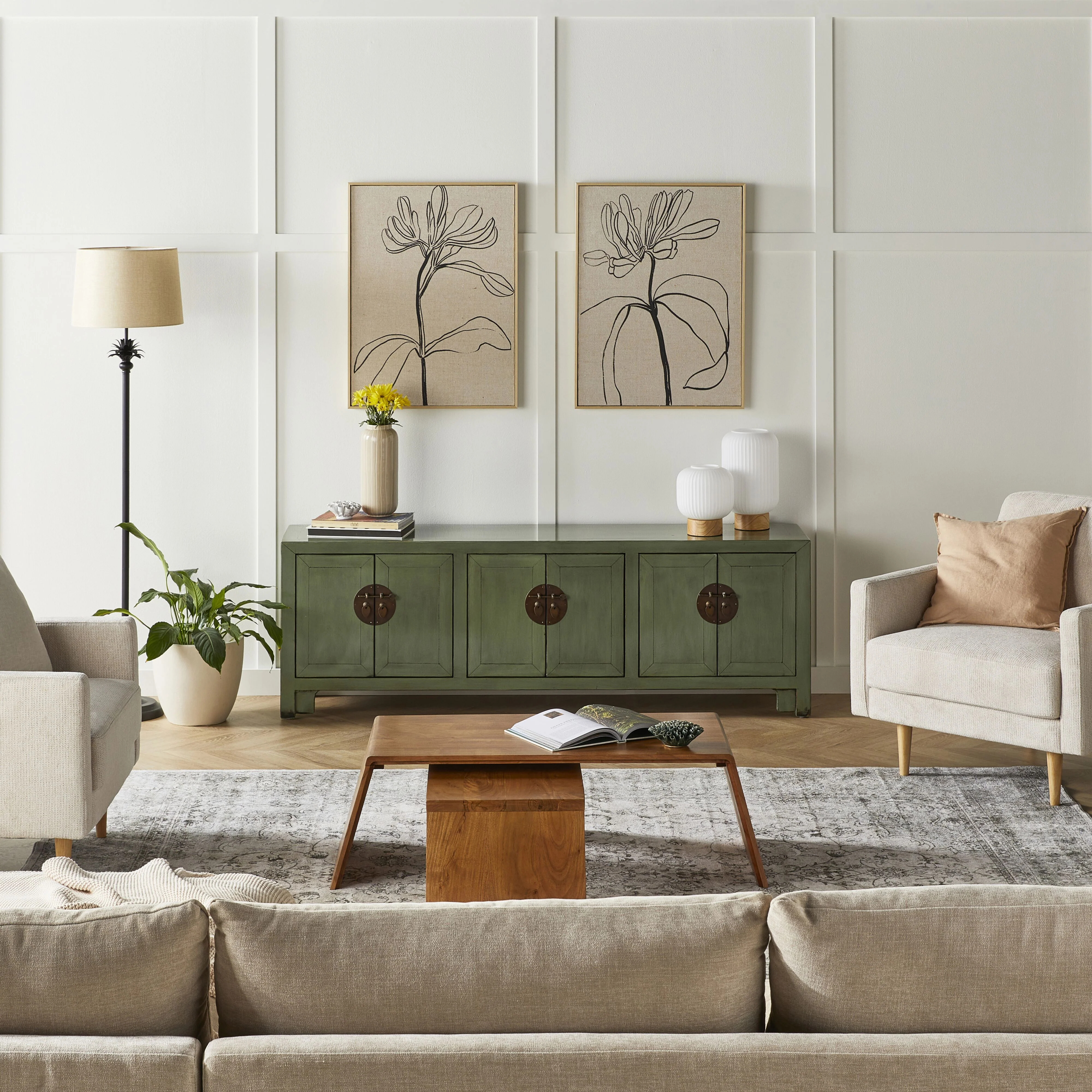 Sansha 6 Door TV Unit Sage Green - Image 7