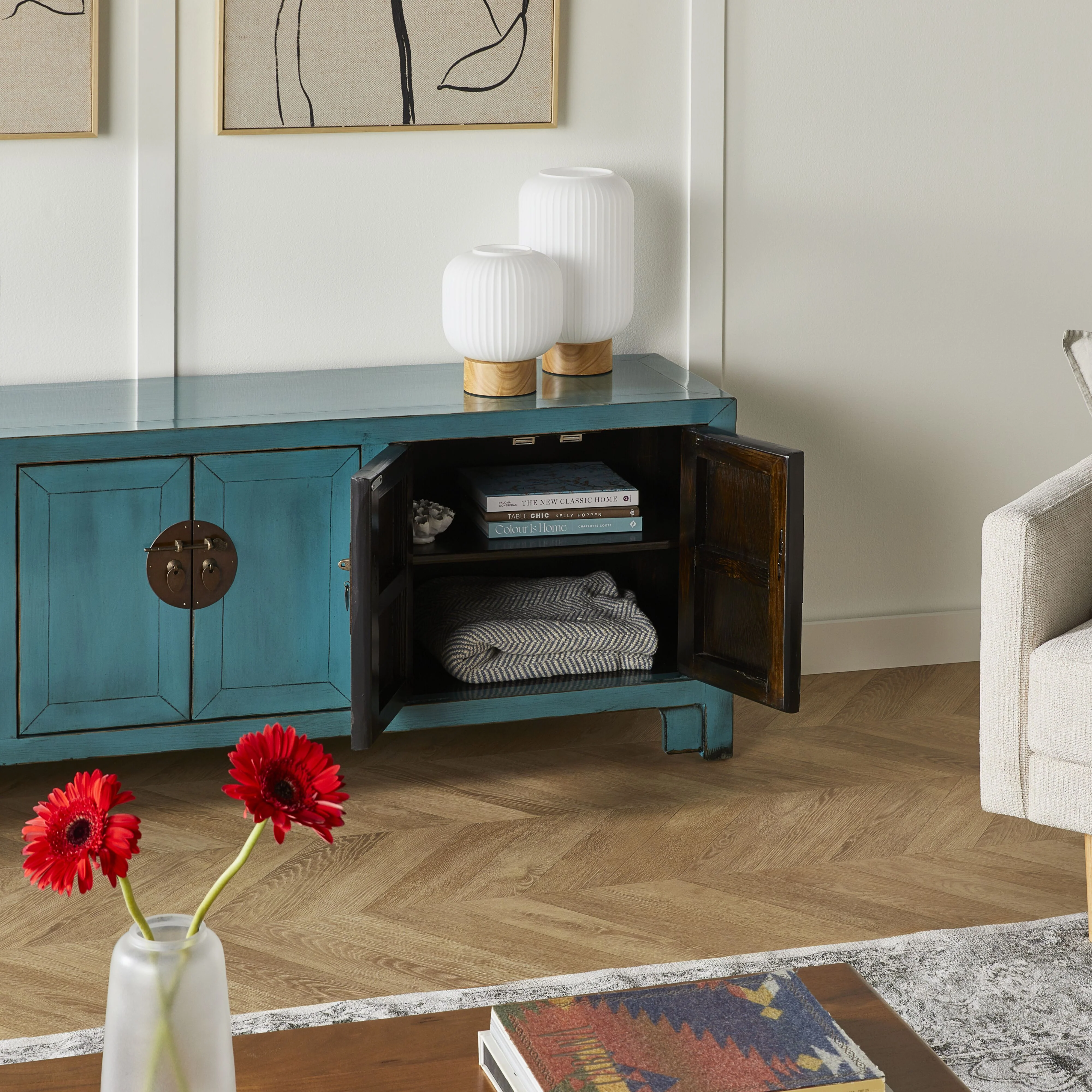Sansha 6 Door TV Unit Turquoise - Image 10