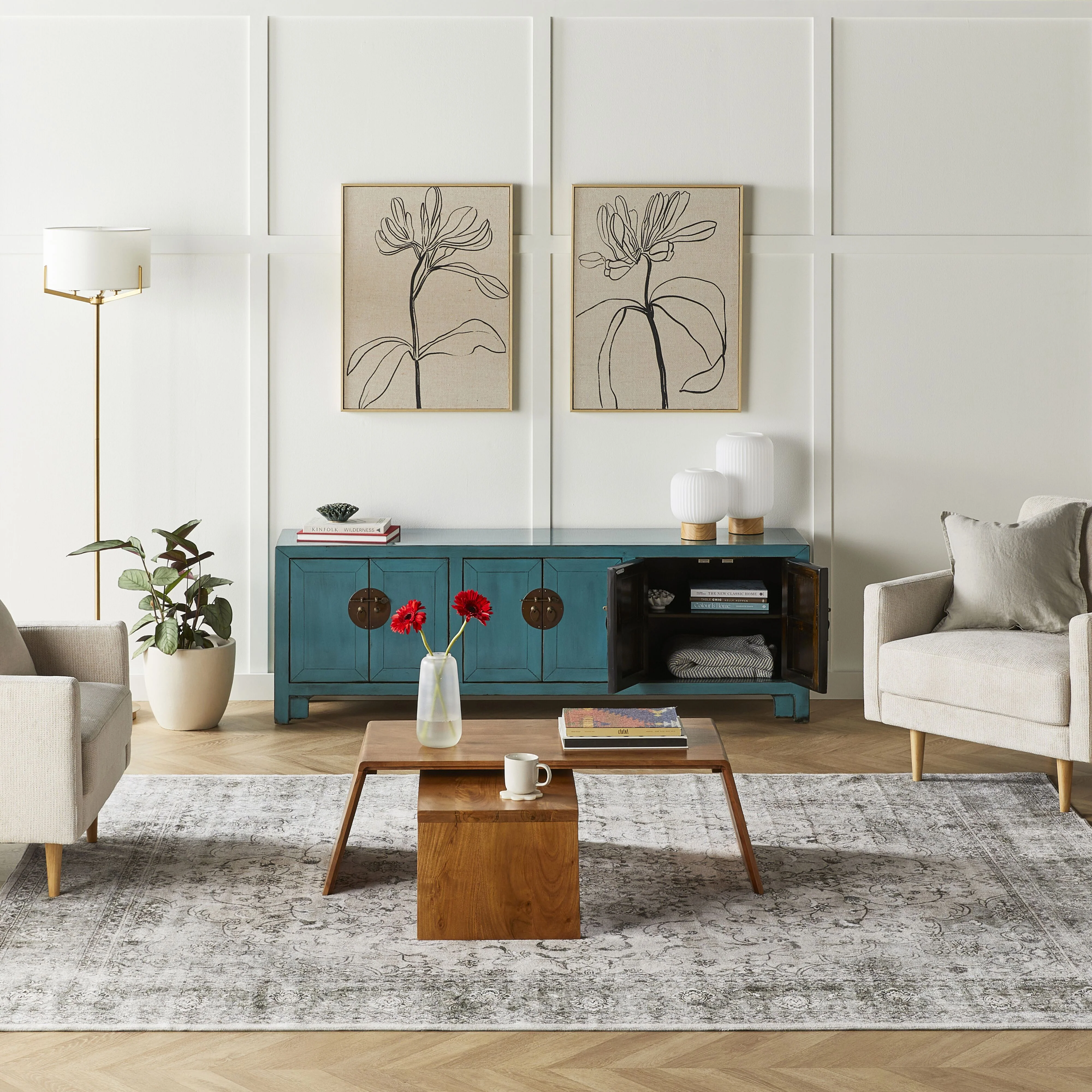 Sansha 6 Door TV Unit Turquoise - Image 8